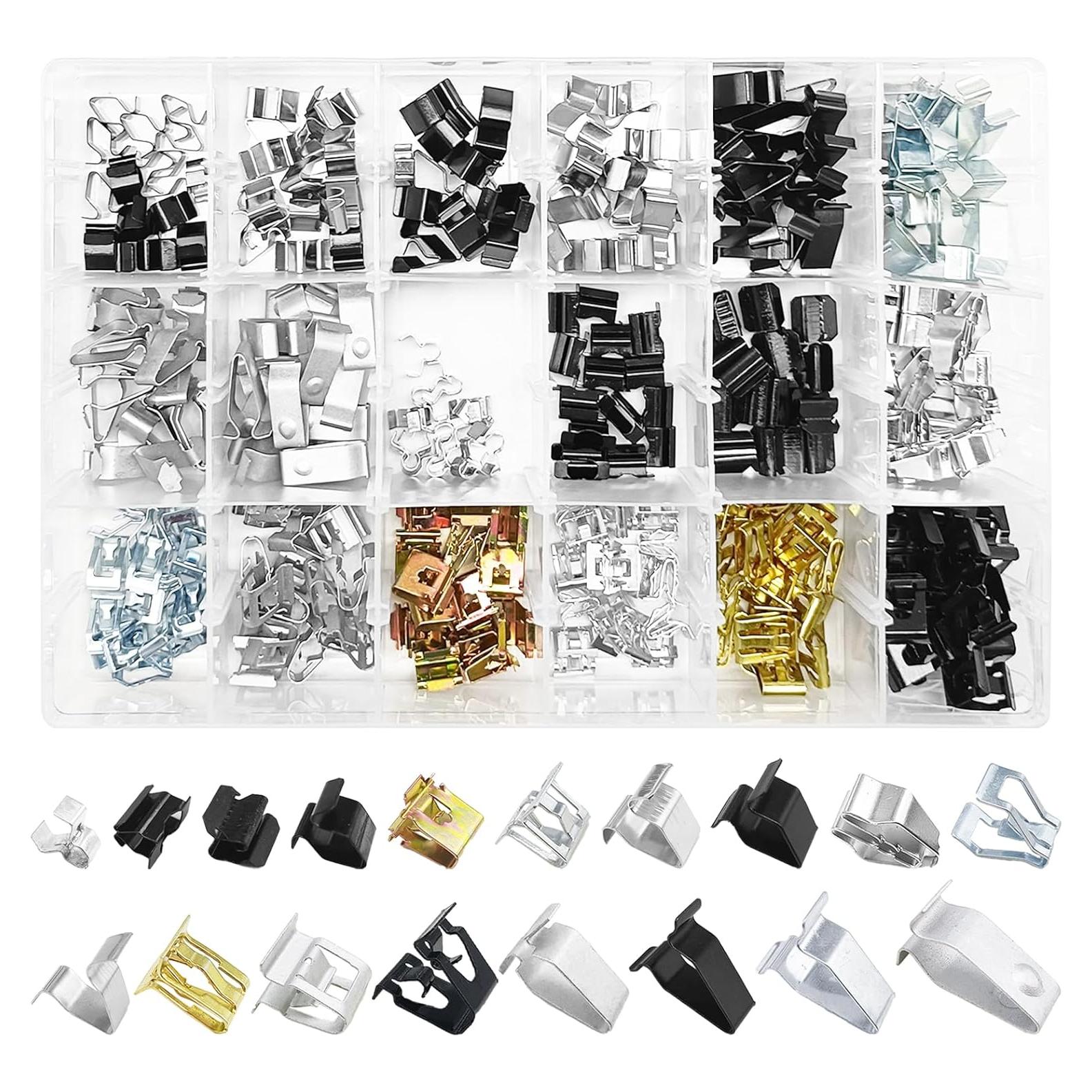 Kit 270 Pcs Clips de Resorte Metal U-Clip BSAMZO para Auto