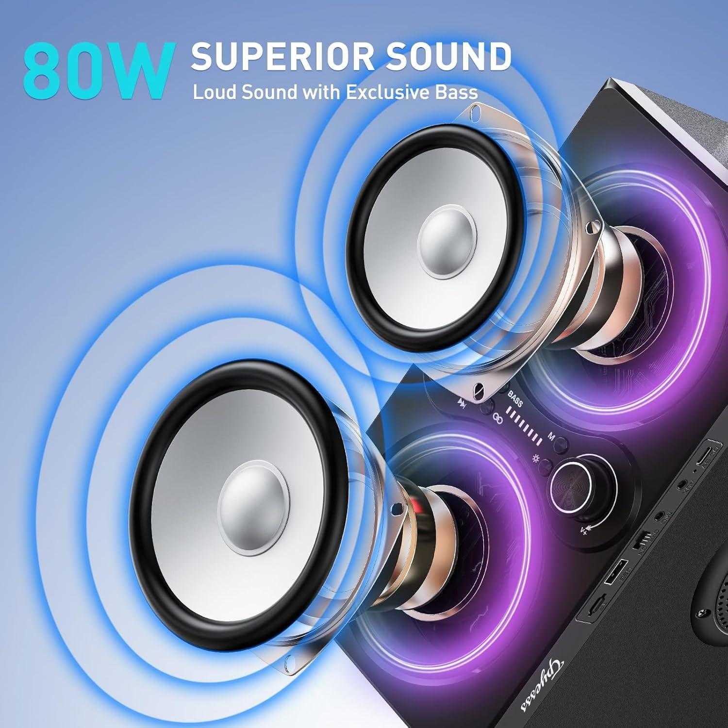 Altavoz Bluetooth Tpyesss BA-02 80W Portátil con Subwoofer