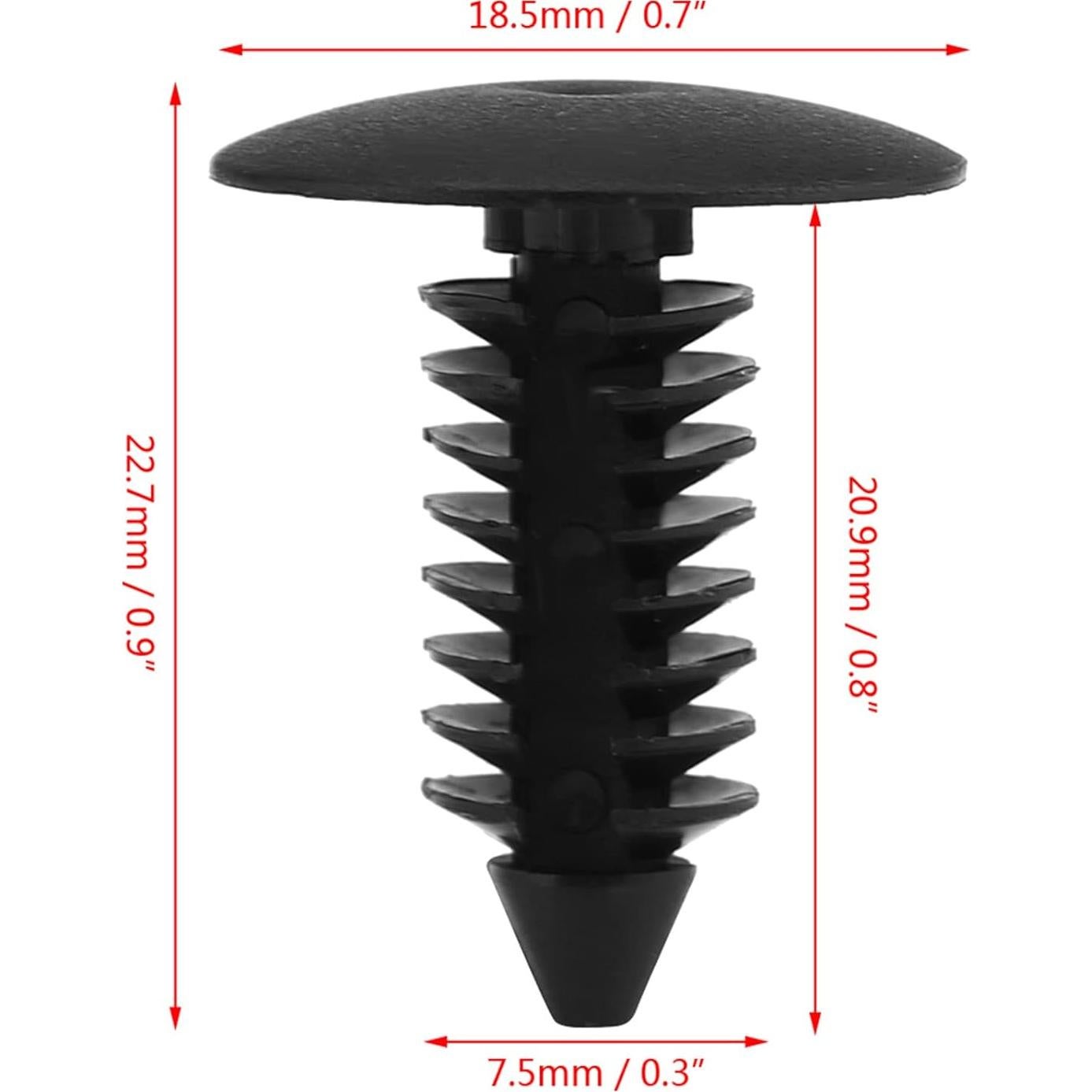 Kit de 100 Clips de Remache Universales Astibym 7.5mm Nylon