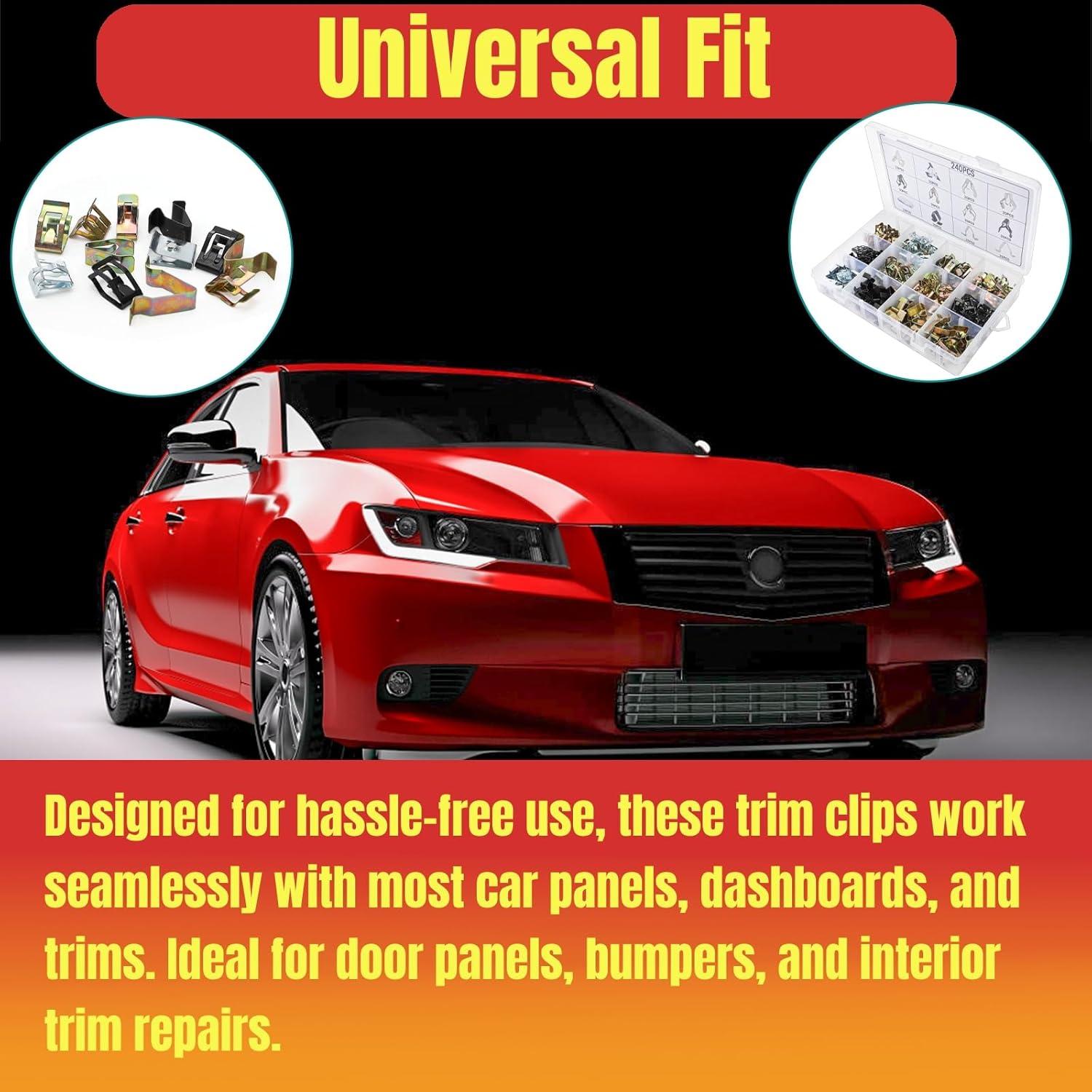 Kit de Clips Automotrices Hiceeden 240 Pcs Universal 12 Tipos