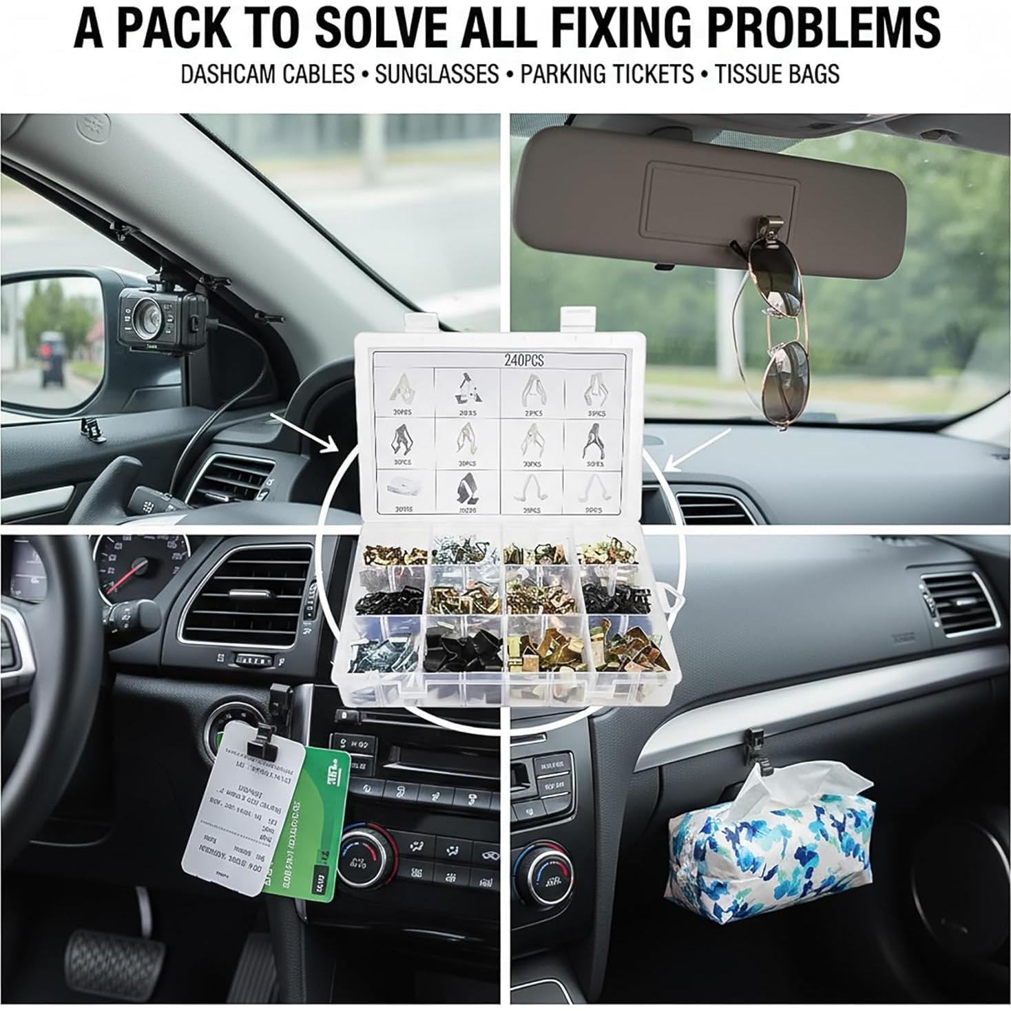 Kit de Clips Automotrices Hiceeden 240 Pcs Universal 12 Tipos