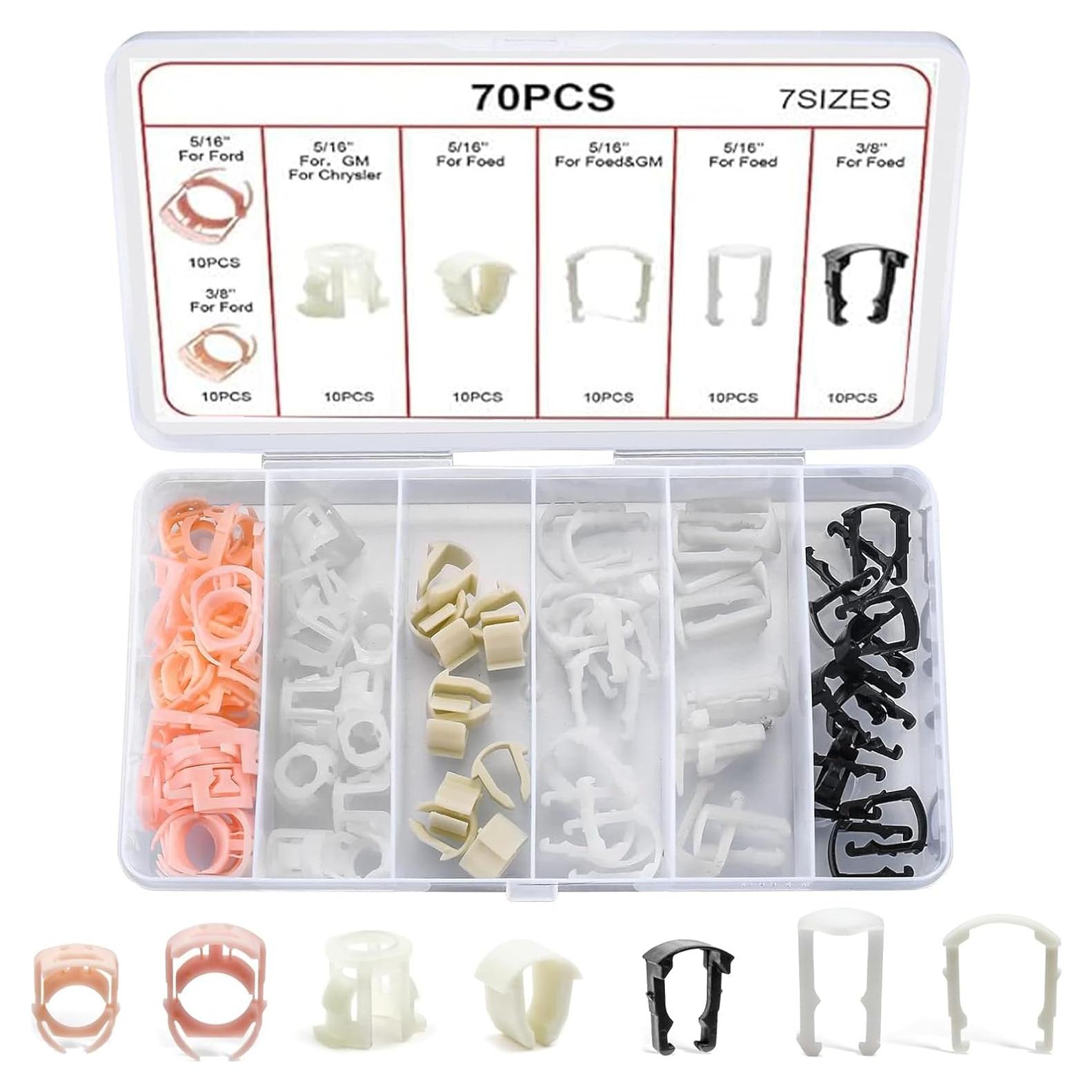 70 Clips de Línea de Combustible Tecledsn Nylon 7 Tamaños