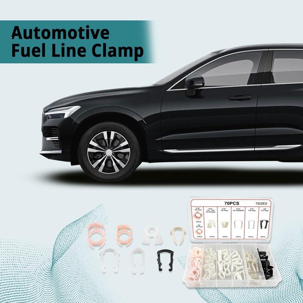 70 Clips de Línea de Combustible Tecledsn Nylon 7 Tamaños