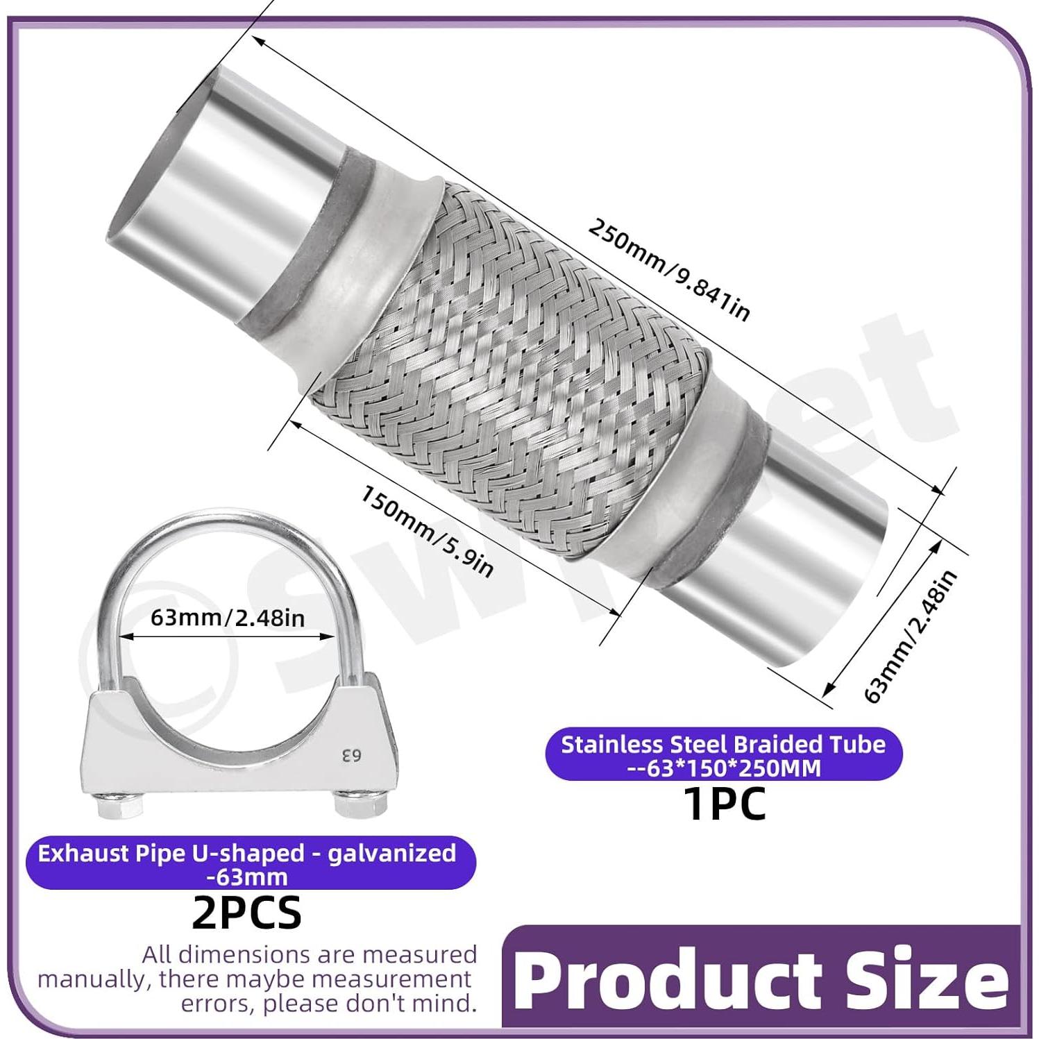Kit Tubo Flexible de Escape Swpeet 2.5" x 15.24 cm Acero Inoxidable
