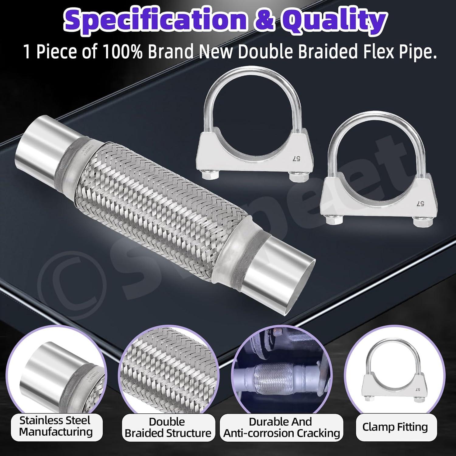 Kit Tubo Flexible de Escape Swpeet 2.5" x 15.24 cm Acero Inoxidable