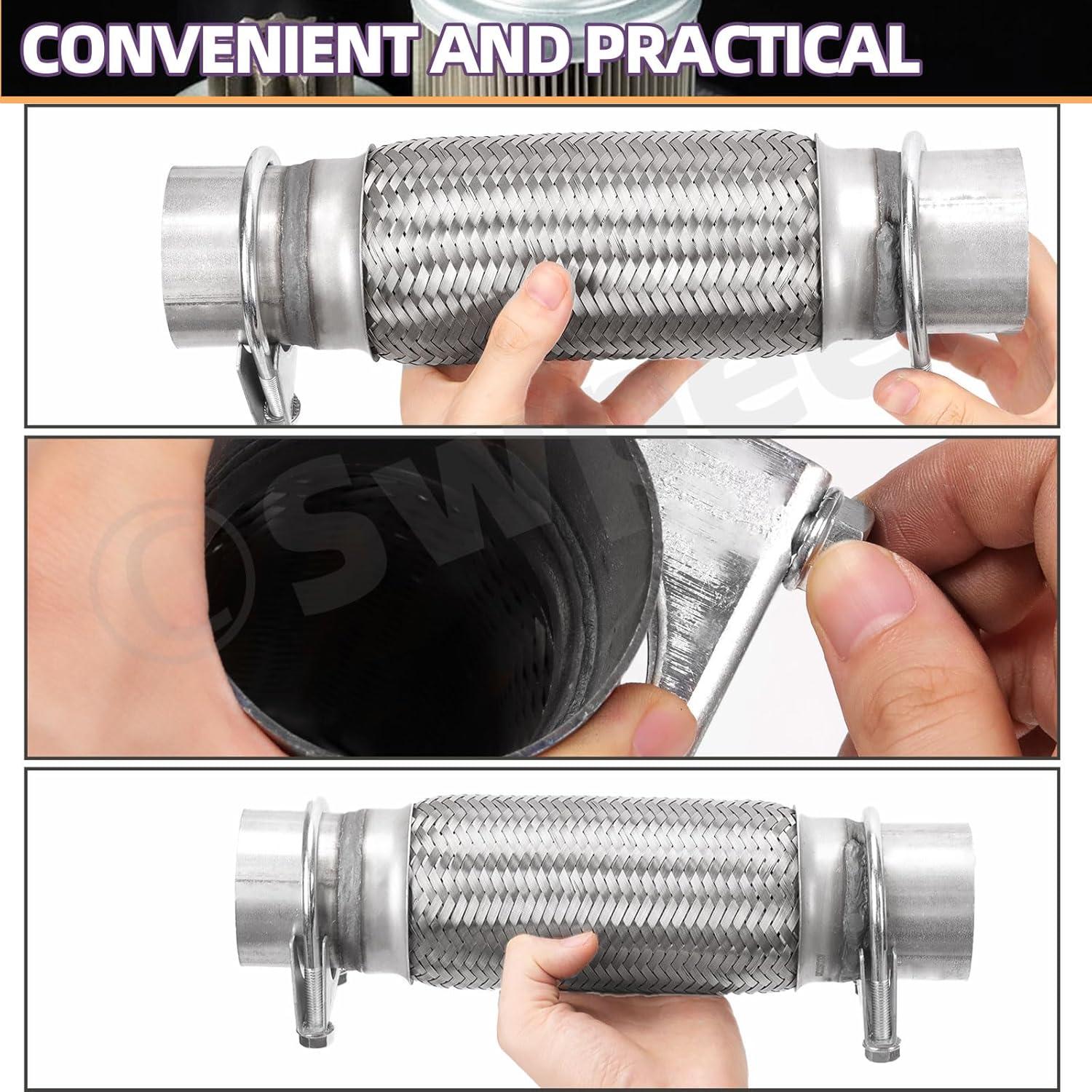 Kit Tubo Flexible de Escape Swpeet 2.5" x 15.24 cm Acero Inoxidable