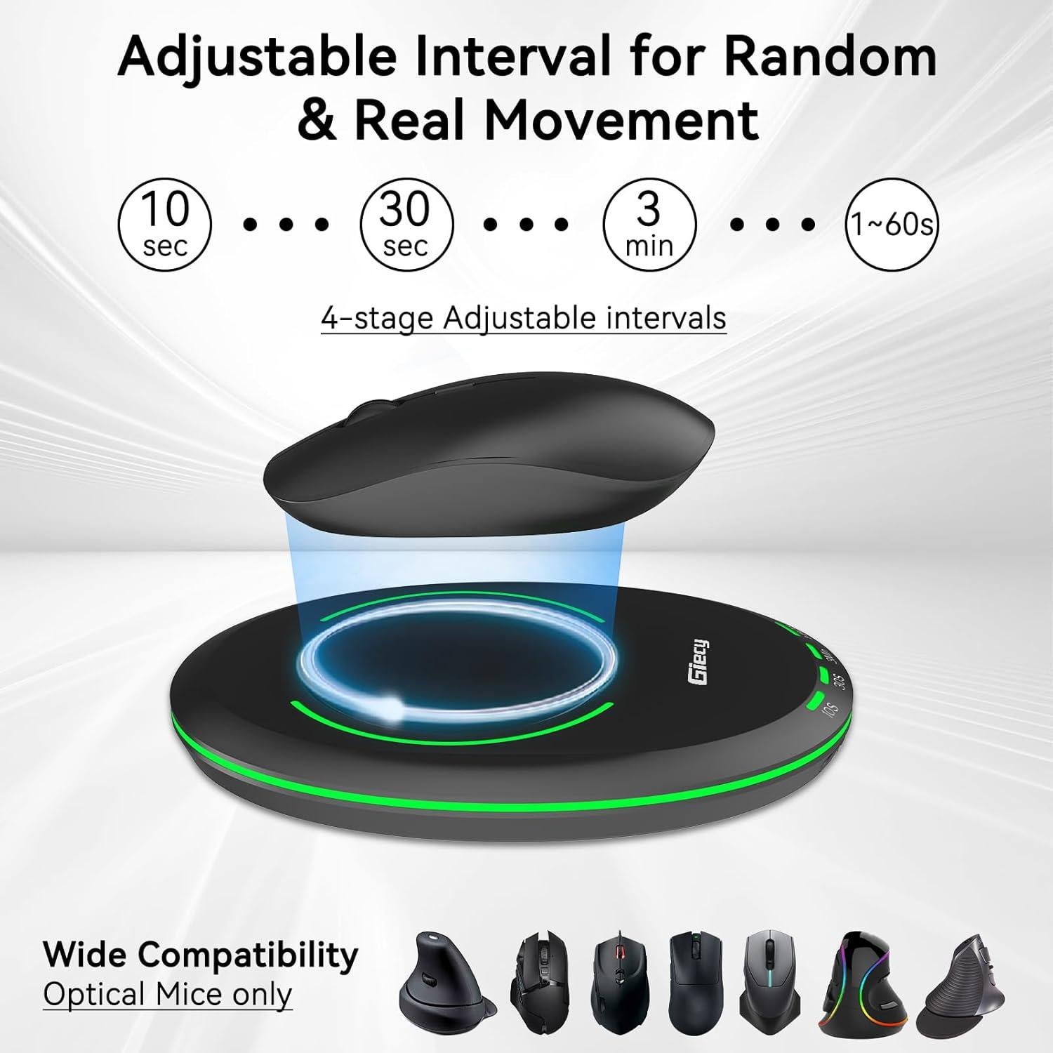 Movilizador de Mouse Giecy A10 Ultra Delgado con Temporizador