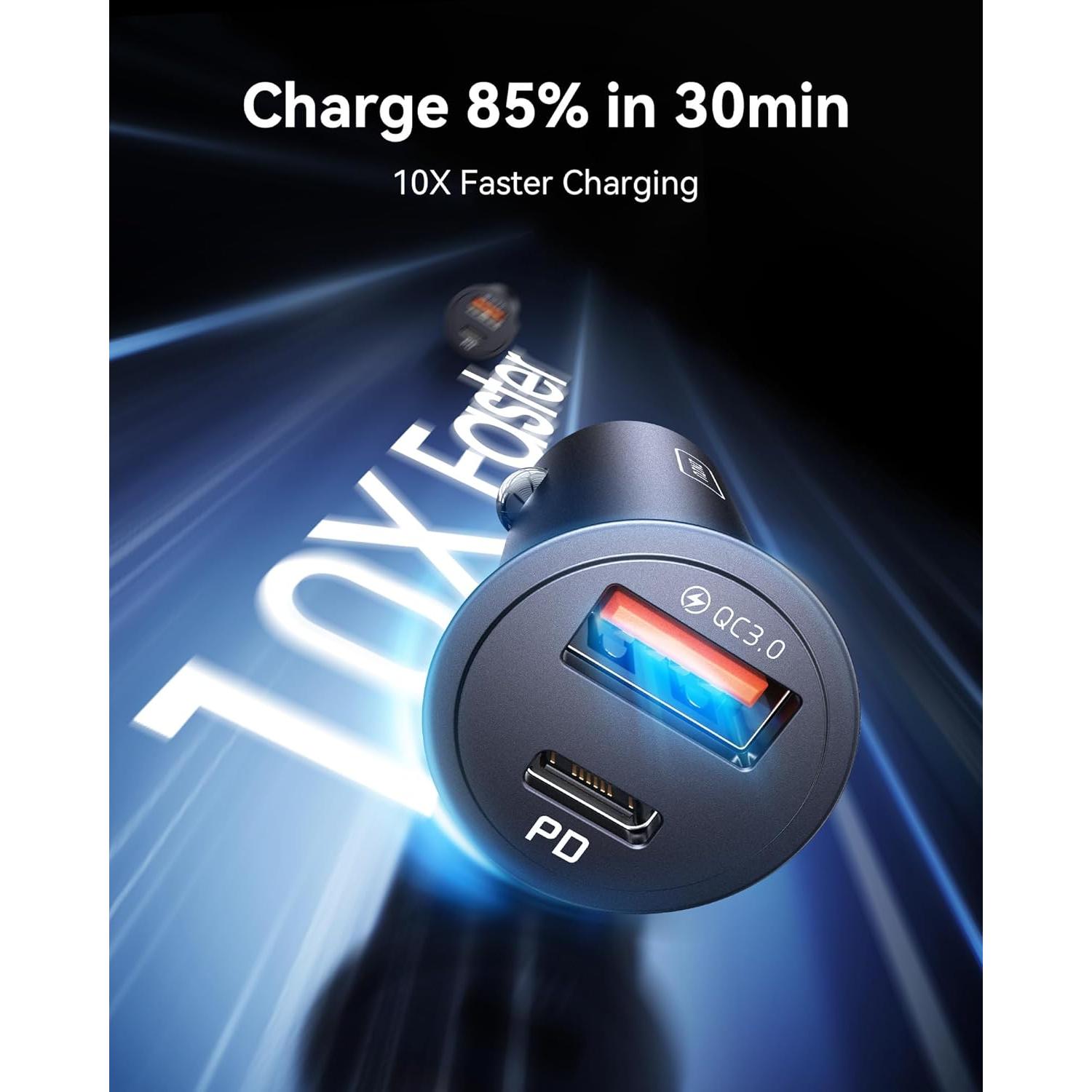 Cargador de Coche INIU 60W USB-C y USB-A con Cable 1m