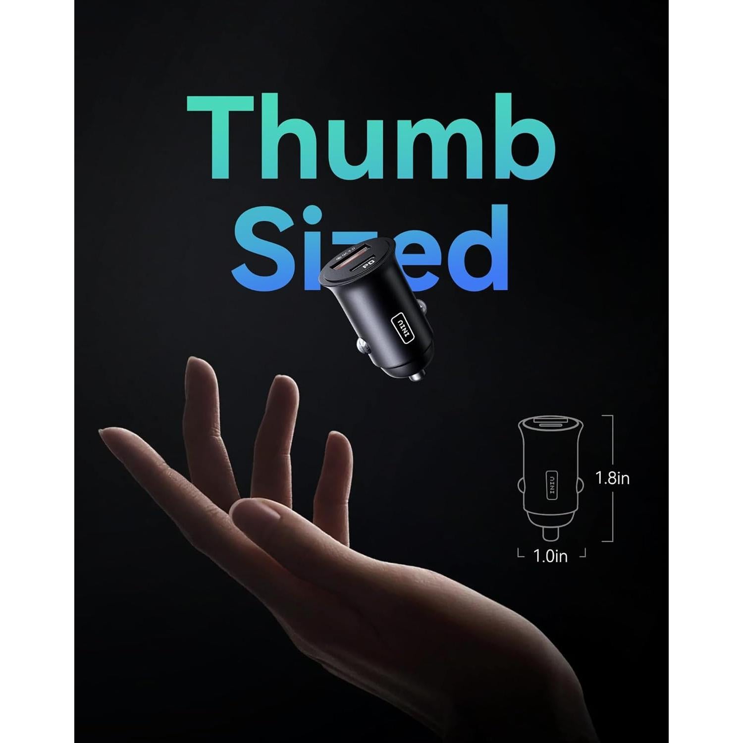 Cargador de Coche INIU 60W USB-C y USB-A con Cable 1m