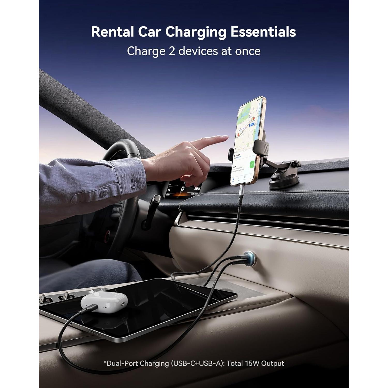 Cargador de Coche INIU 60W USB-C y USB-A con Cable 1m