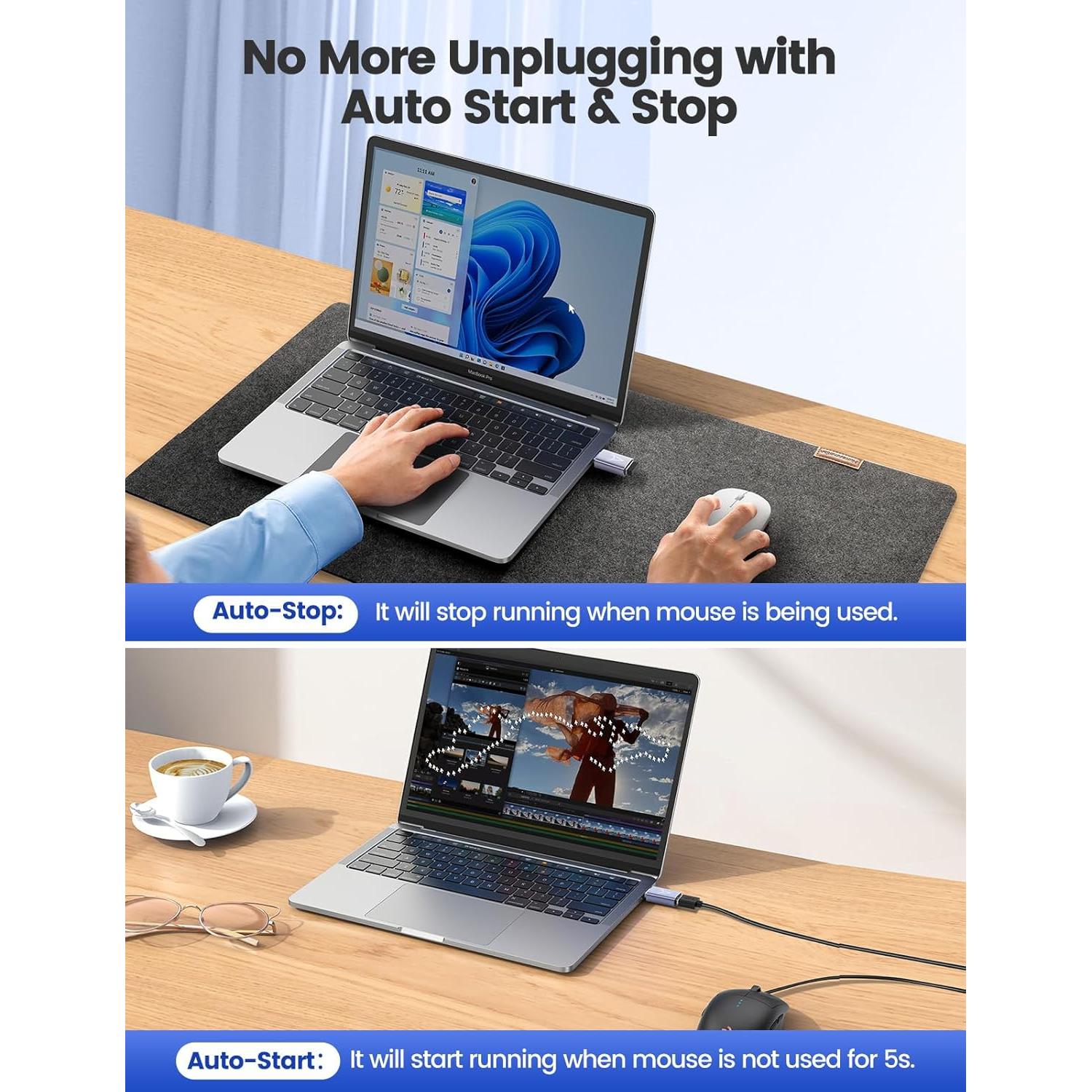 Vaydeer Mouse Jiggler USB Indetectable con Trayectoria Aleatoria