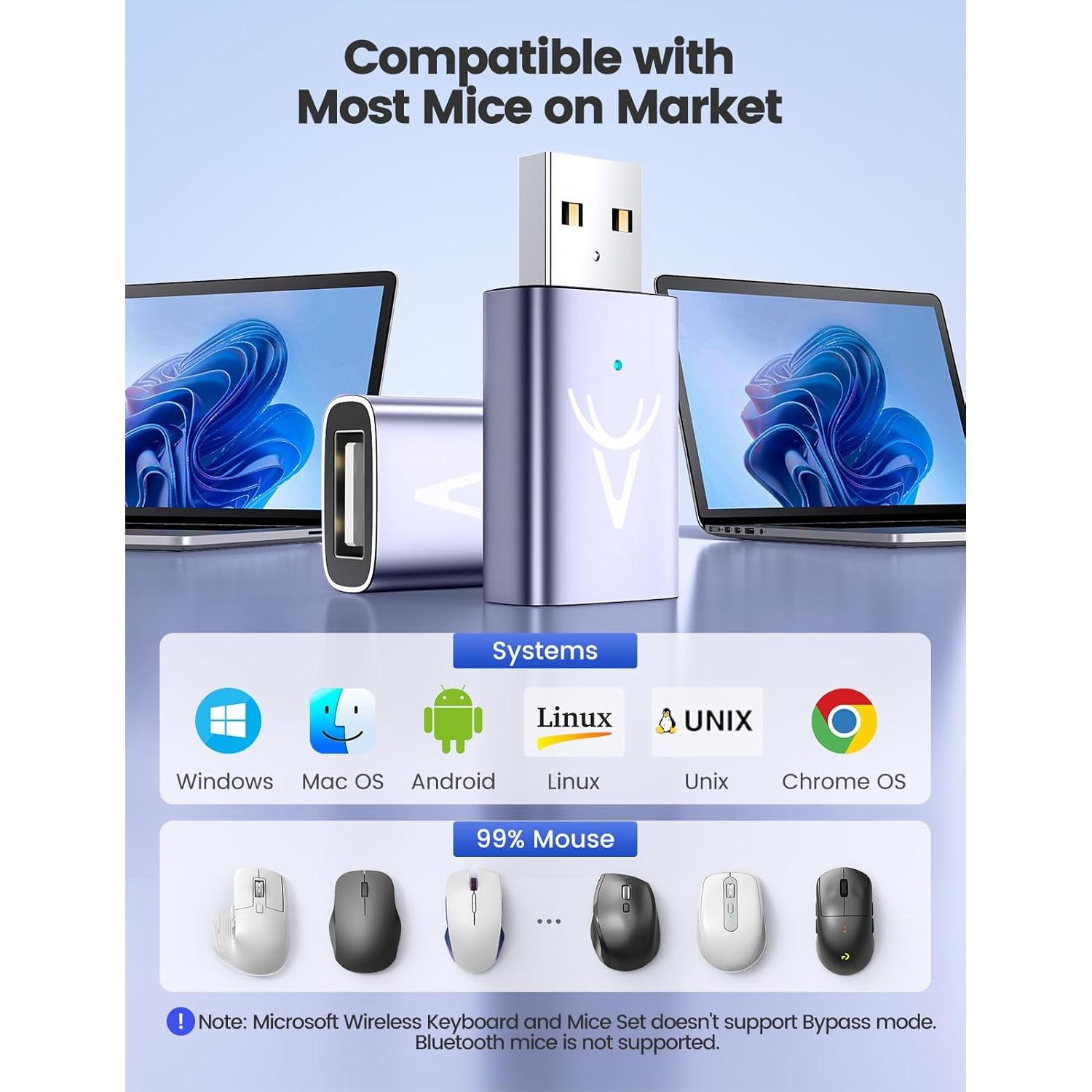 Vaydeer Mouse Jiggler USB Indetectable con Trayectoria Aleatoria