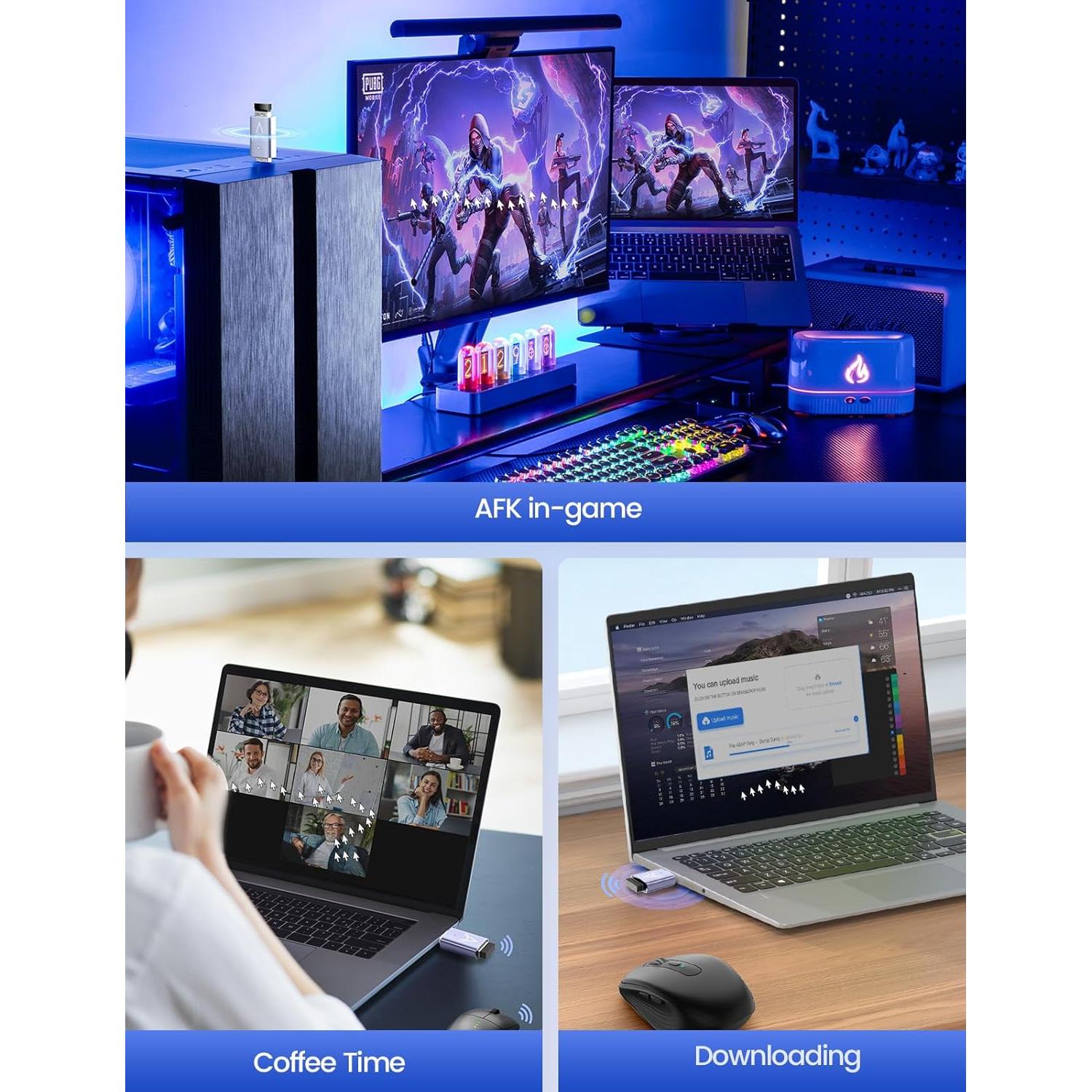 Vaydeer Mouse Jiggler USB Indetectable con Trayectoria Aleatoria