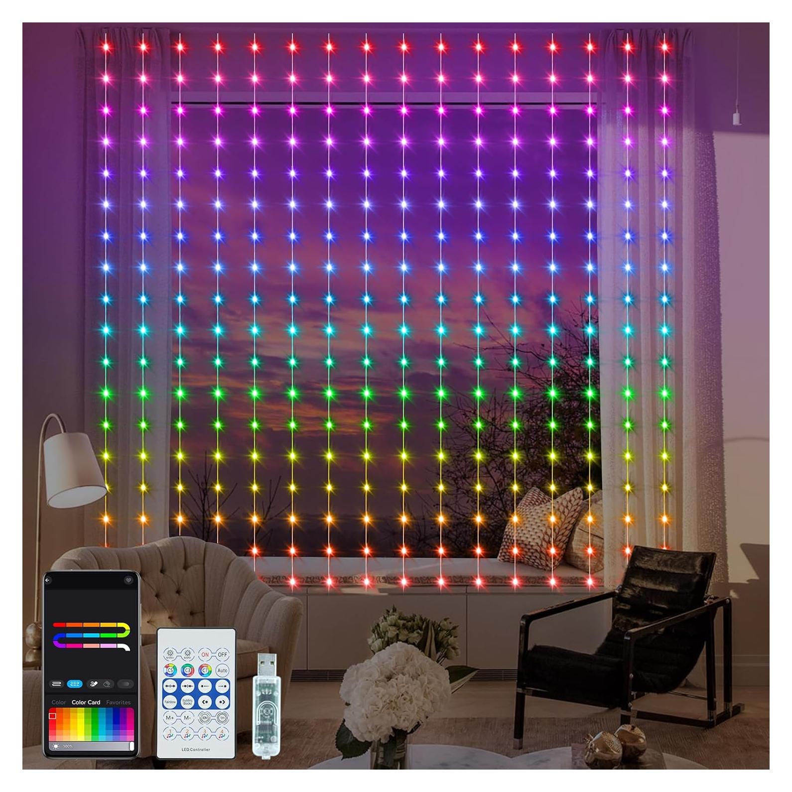 Luces de Cortina Inteligentes RGB 2.44m x 1.83m LumBelle 144LED
