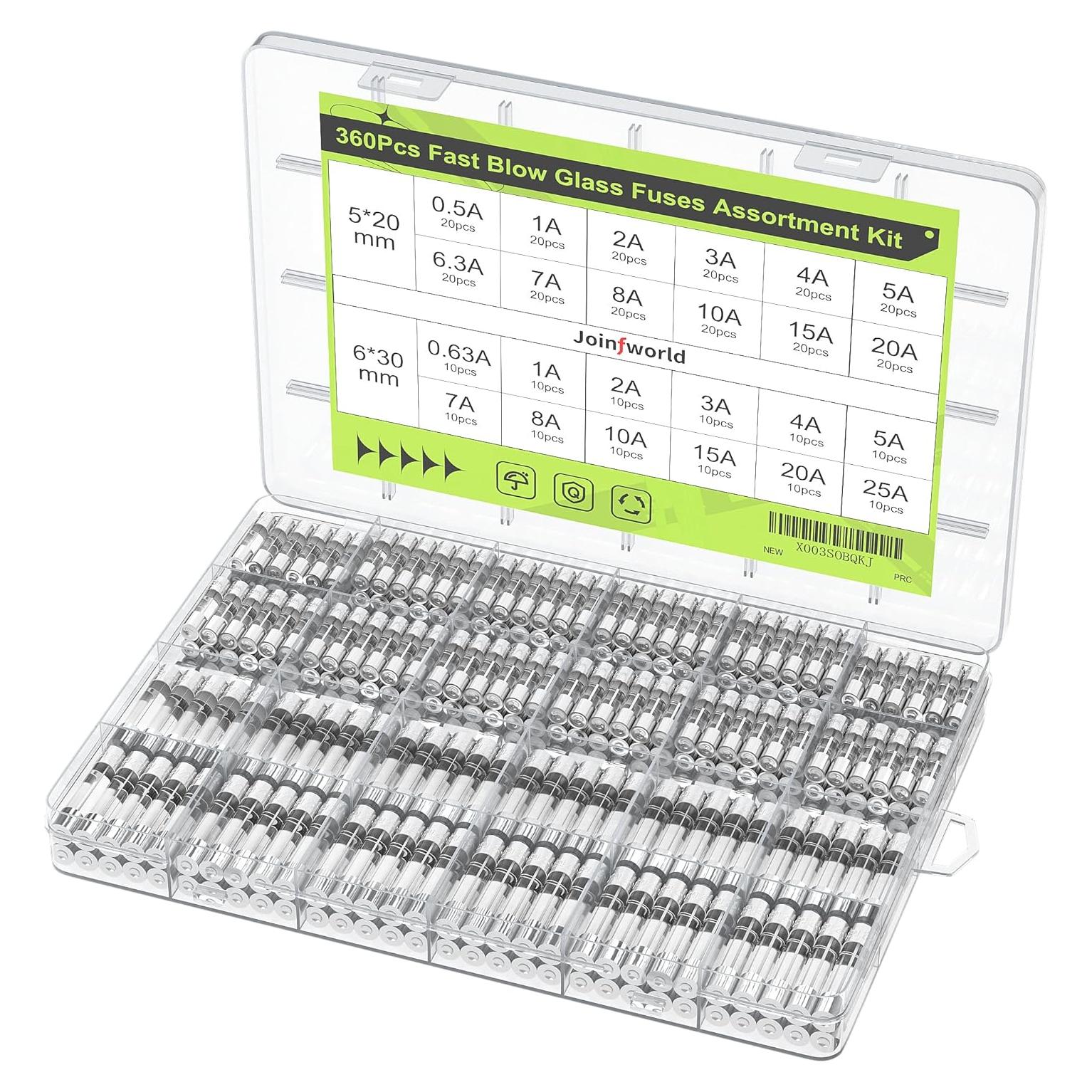 Kit de Fusibles de Vidrio Rápido Estallido 360 Piezas 250V