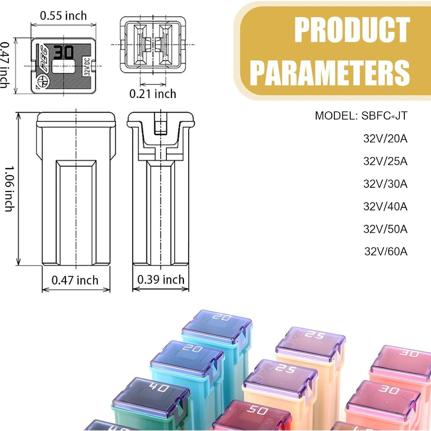 Kit de Fusibles Jcase 6 Pcs Getfay 20A-60A Multicolor