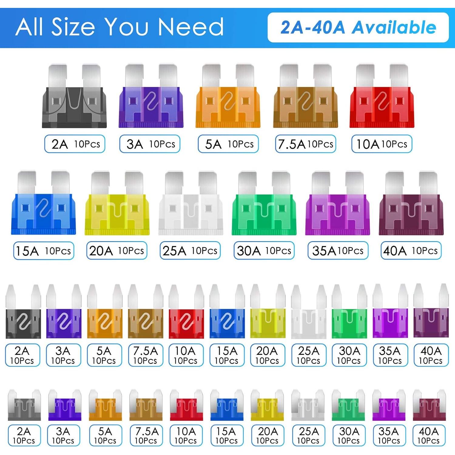 Kit de Fusibles de Coche PACETAP 330 Pcs Estándar y Mini