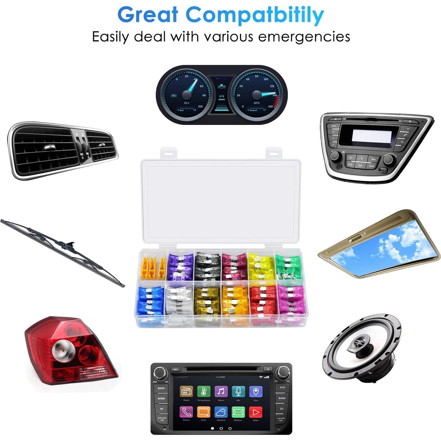 Kit de Fusibles de Coche PACETAP 330 Pcs Estándar y Mini