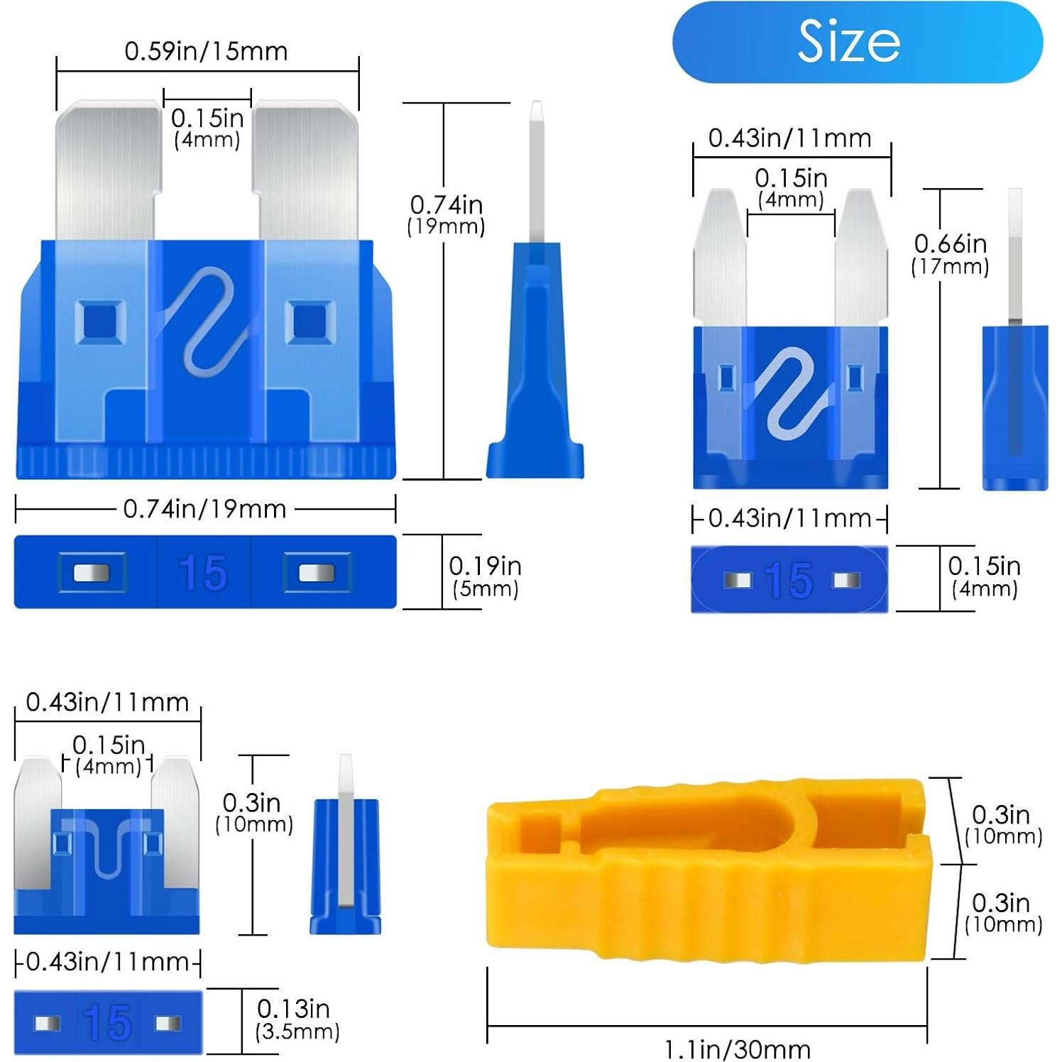 Kit de Fusibles de Coche PACETAP 330 Pcs Estándar y Mini