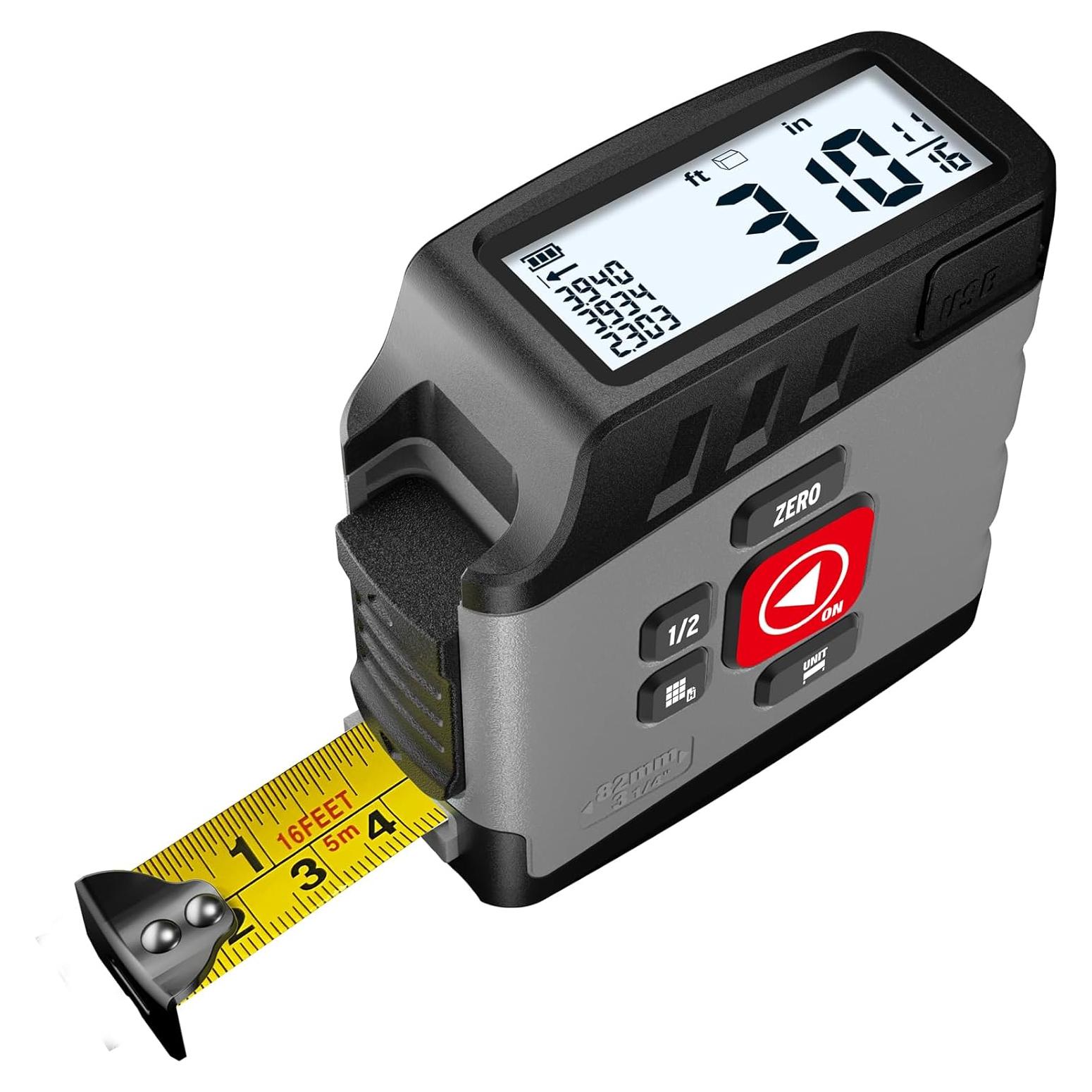 Cinta Métrica Digital ACPOTEL DT20 5m con Fracciones y Recargable