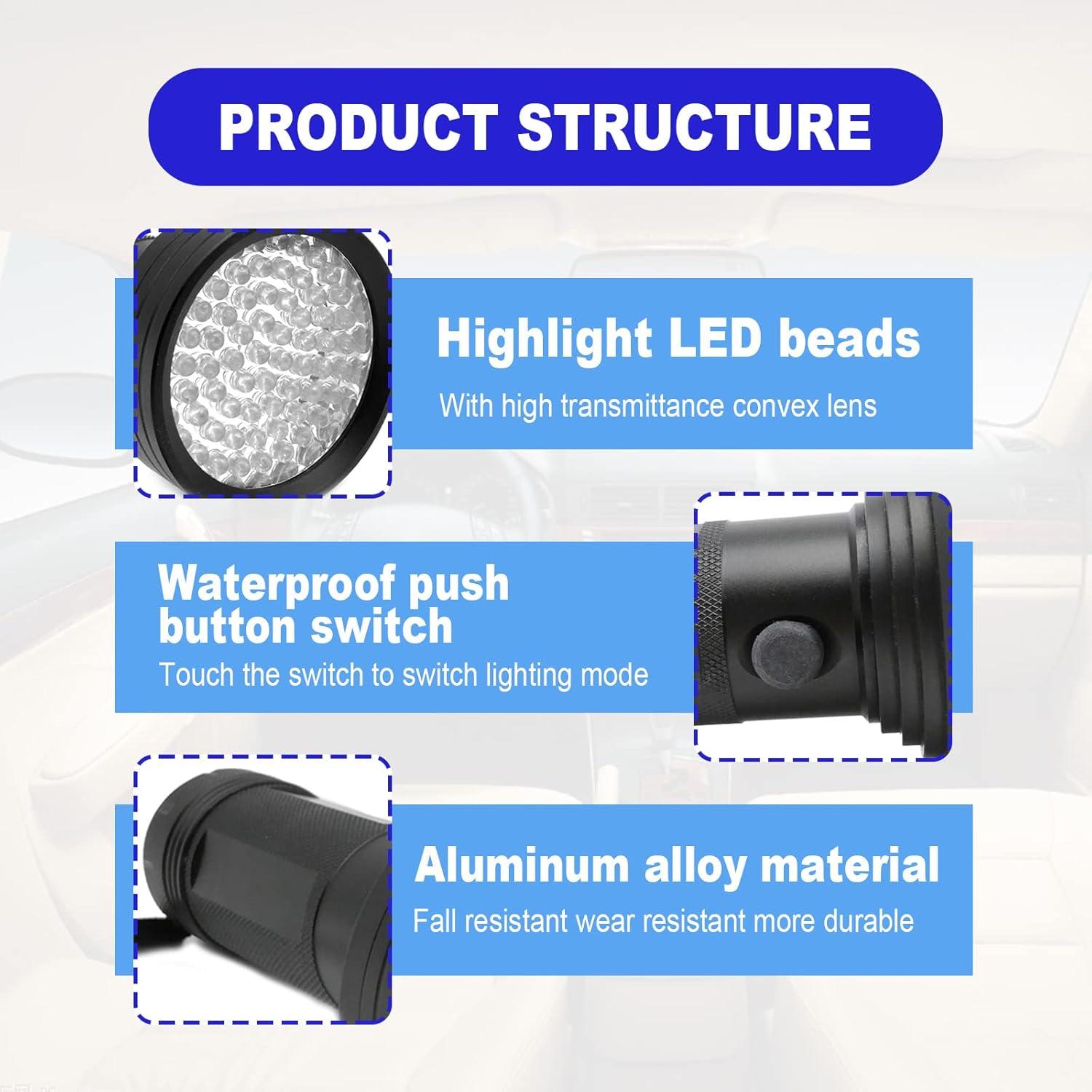 Kit Detección Fugas UV AC RBOKO con Linterna LED y Gafas