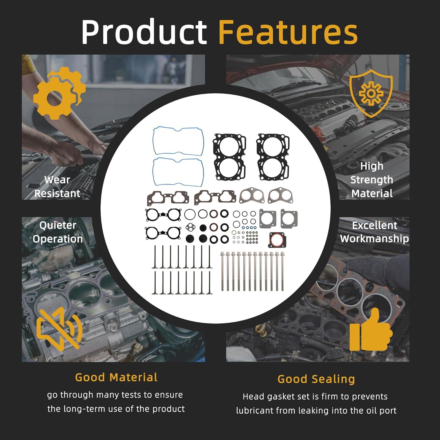 Conjunto de Junta de Culata JAVOUKA + Tornillos + Válvulas Subaru 2.5L