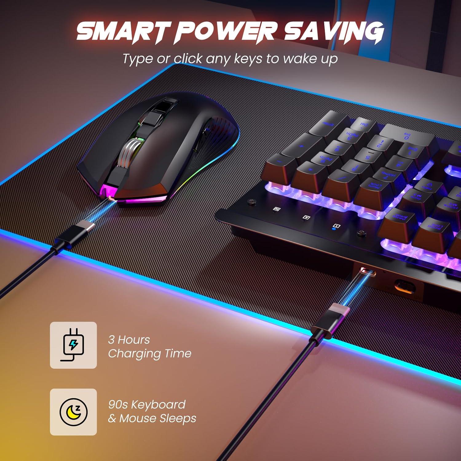 Combo Teclado y Ratón Gaming Inalámbrico RisoPhy 3200DPI