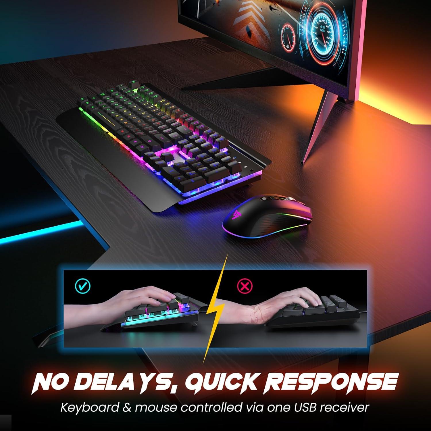 Combo Teclado y Ratón Gaming Inalámbrico RisoPhy 3200DPI