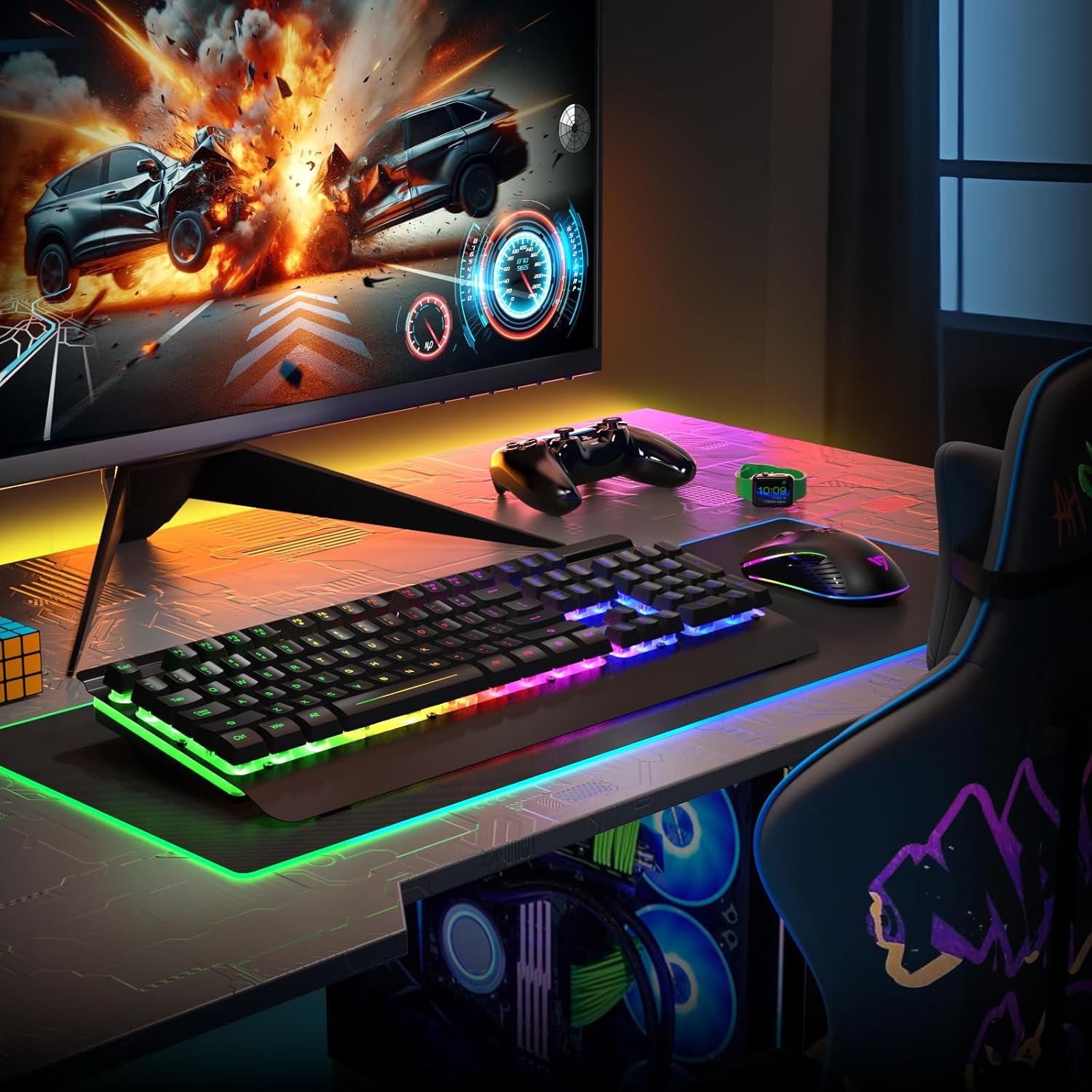 Combo Teclado y Ratón Gaming Inalámbrico RisoPhy 3200DPI