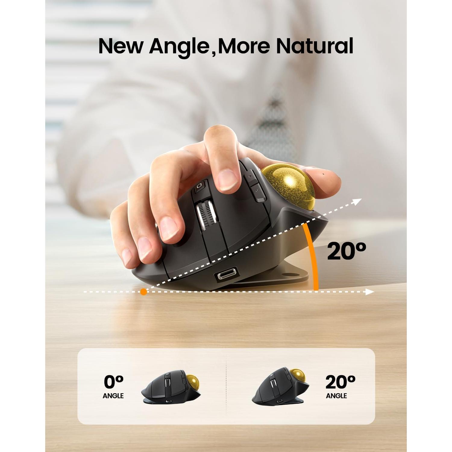 ProtoArc Ratón Trackball Inalámbrico EM01 NL Ergonómico