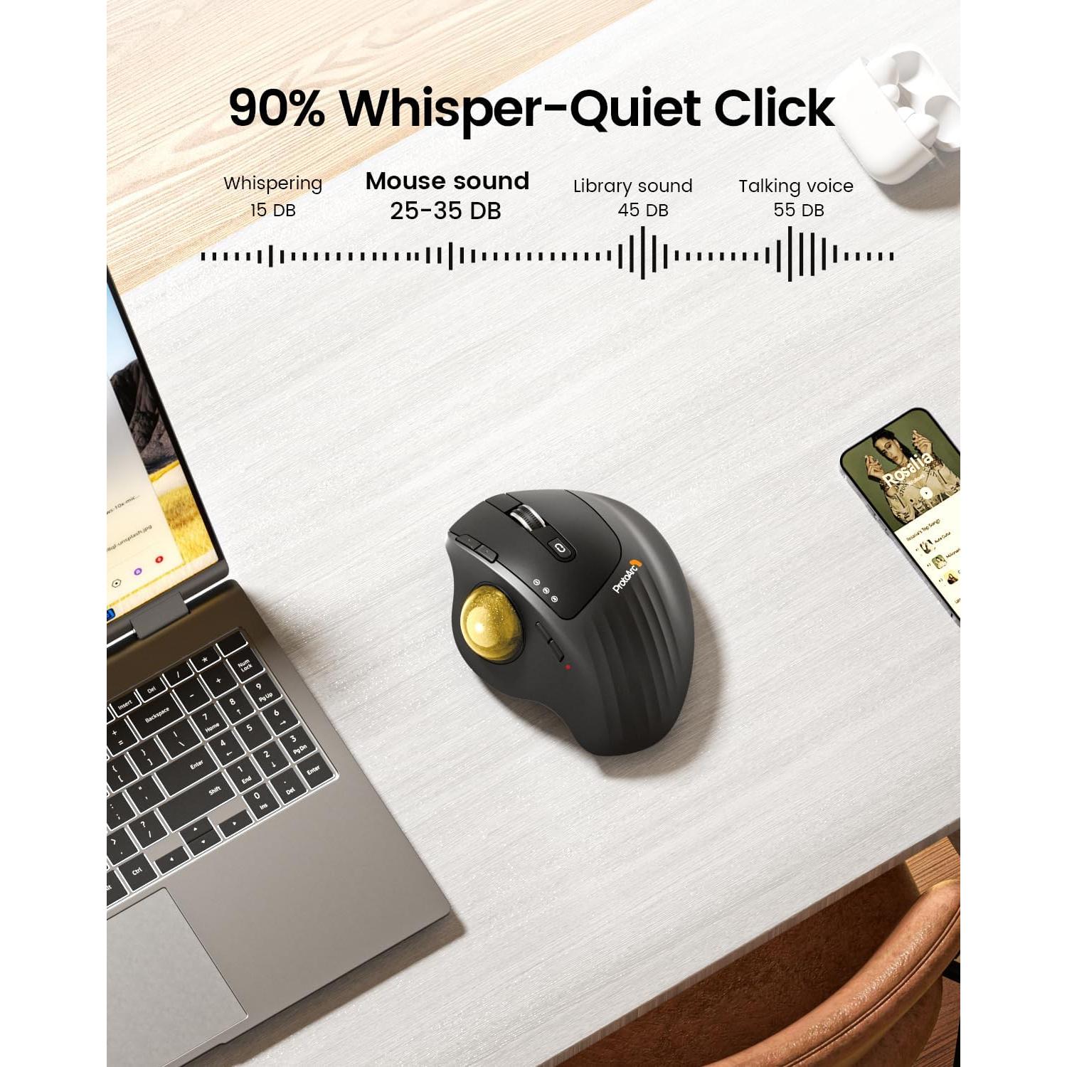 ProtoArc Ratón Trackball Inalámbrico EM01 NL Ergonómico