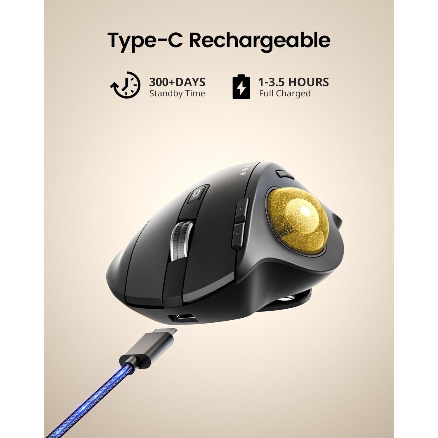 ProtoArc Ratón Trackball Inalámbrico EM01 NL Ergonómico