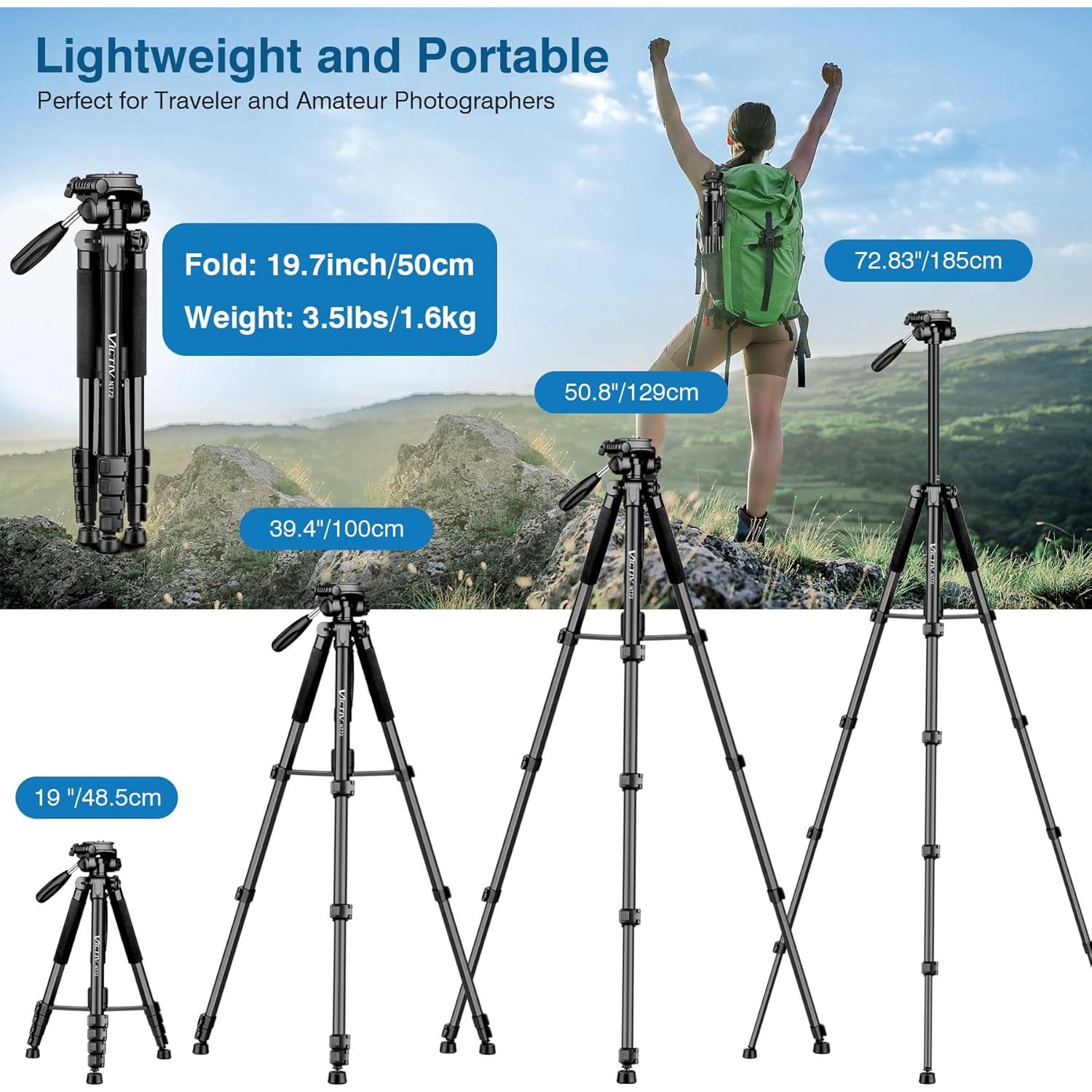 Trípode Victiv T72 182,88 cm Monopod Control Remoto