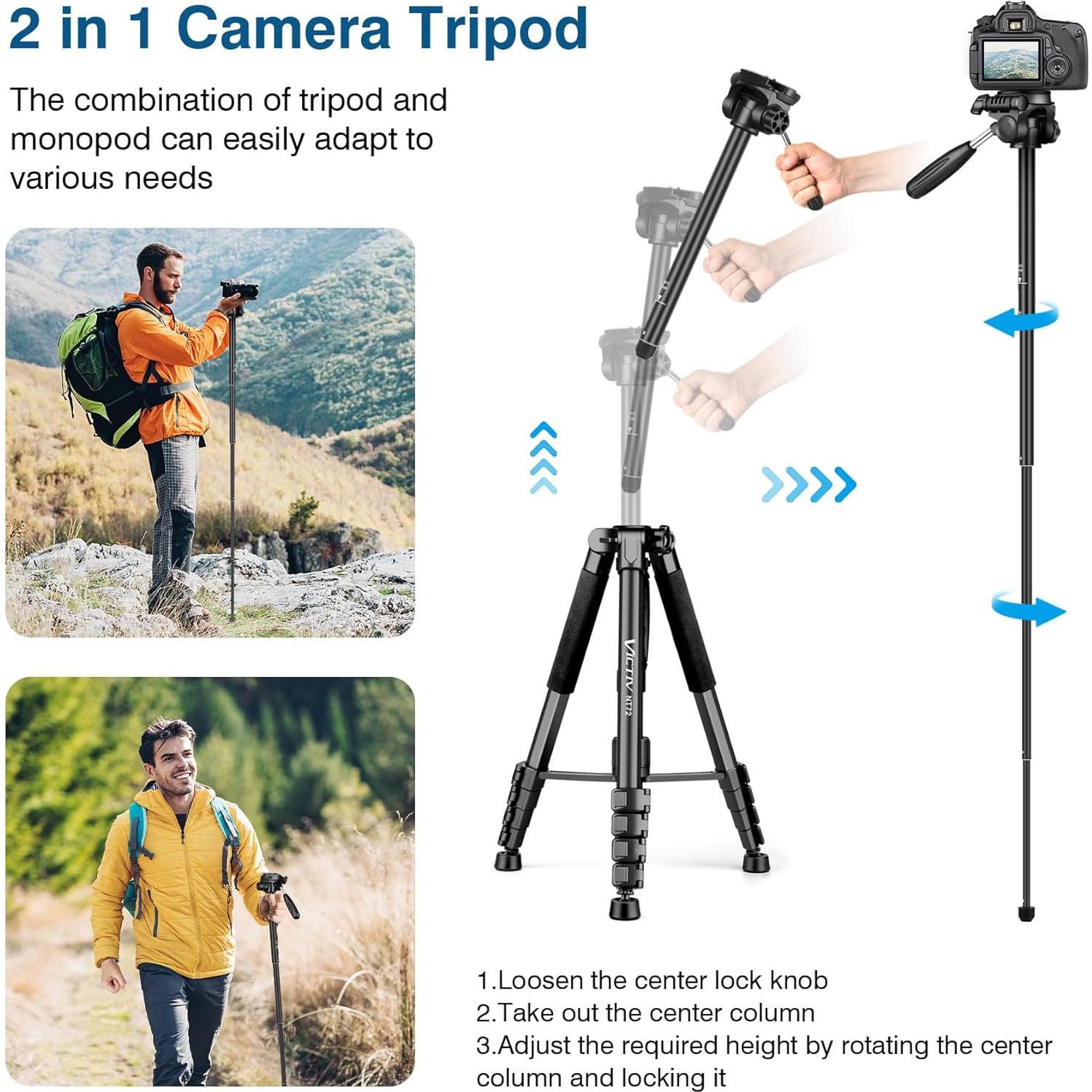 Trípode Victiv T72 182,88 cm Monopod Control Remoto