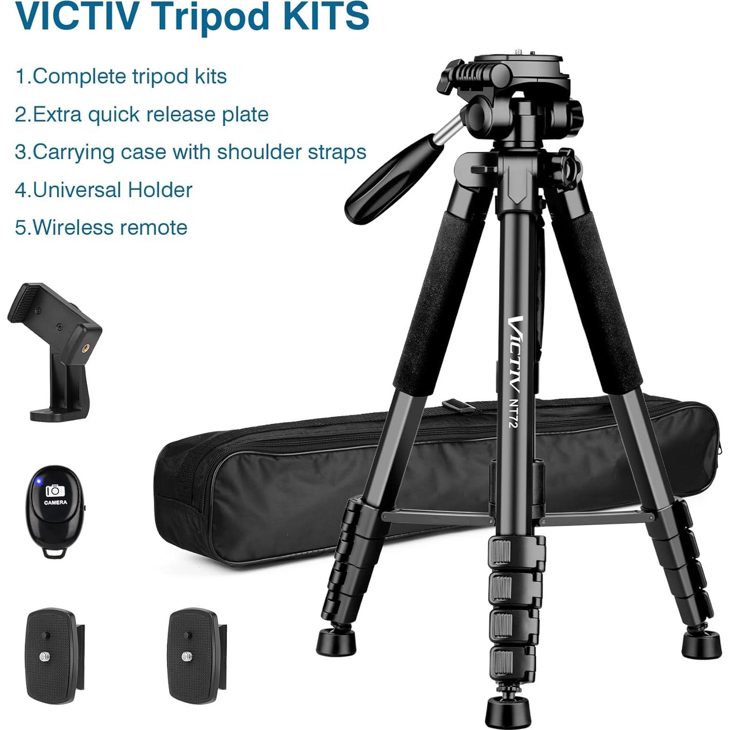 Trípode Victiv T72 182,88 cm Monopod Control Remoto