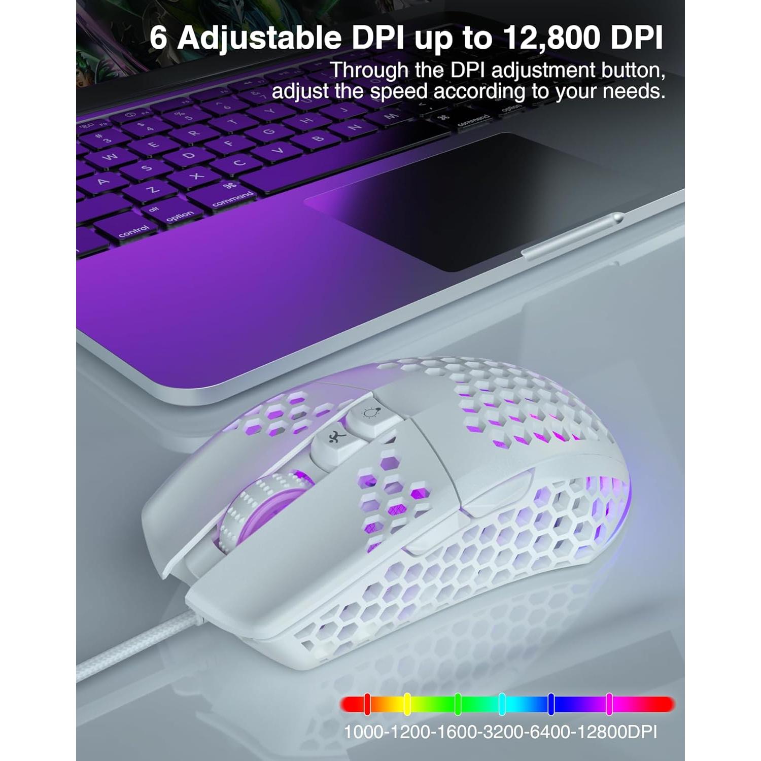 Ratón Gaming Con Cable SOLAKAKA SM900 Blanco 12800 DPI