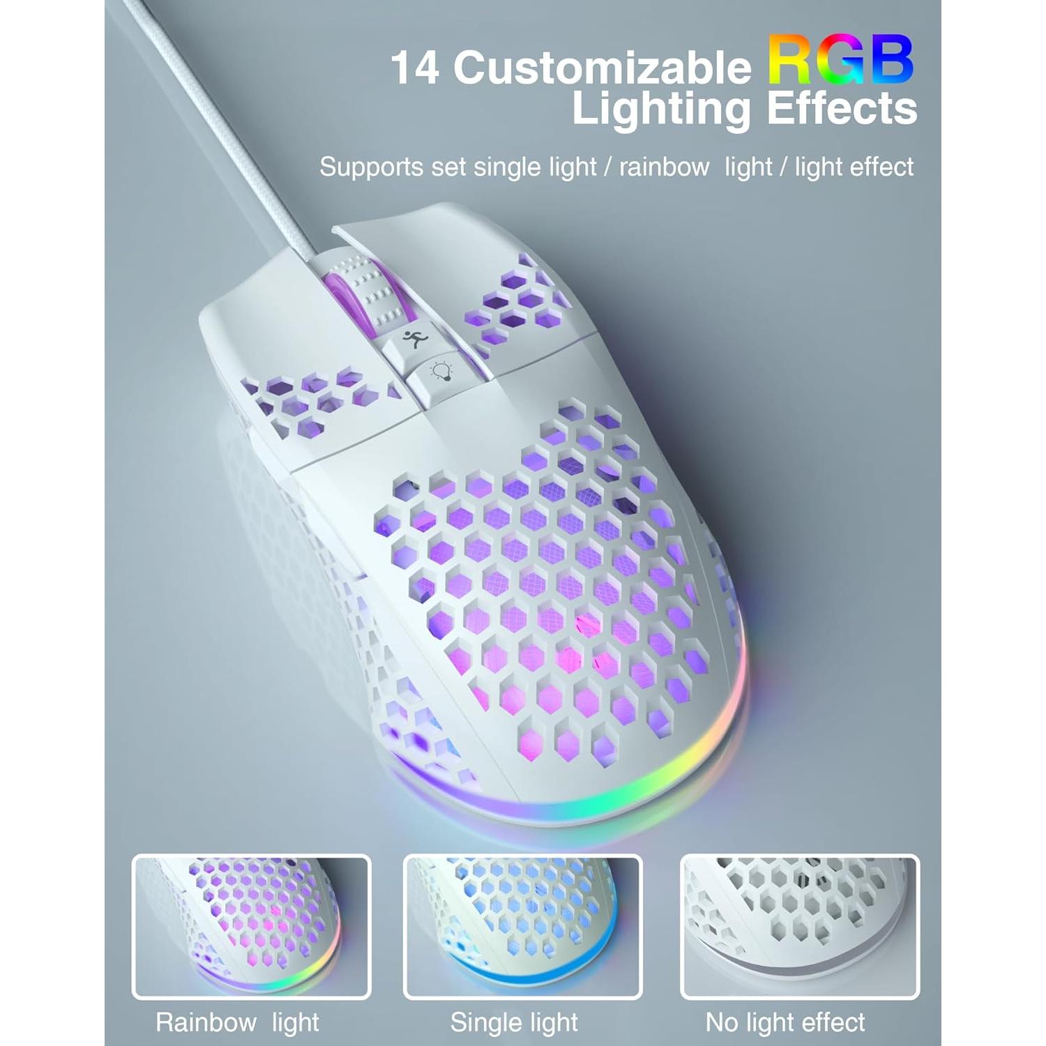 Ratón Gaming Con Cable SOLAKAKA SM900 Blanco 12800 DPI