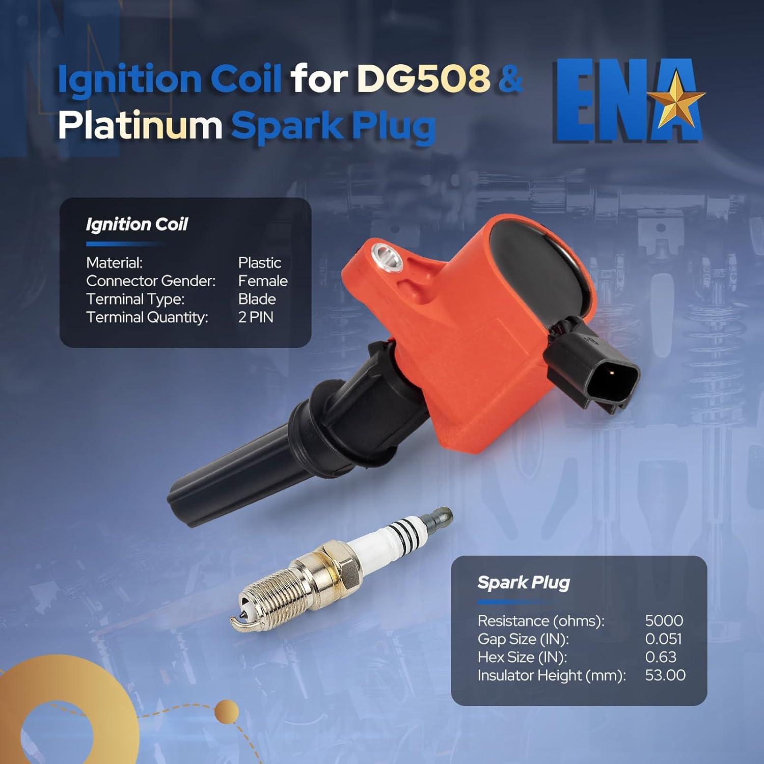 Juego de 8 Bobinas de Encendido ENA y Bujías Platino 4.6L 5.4L