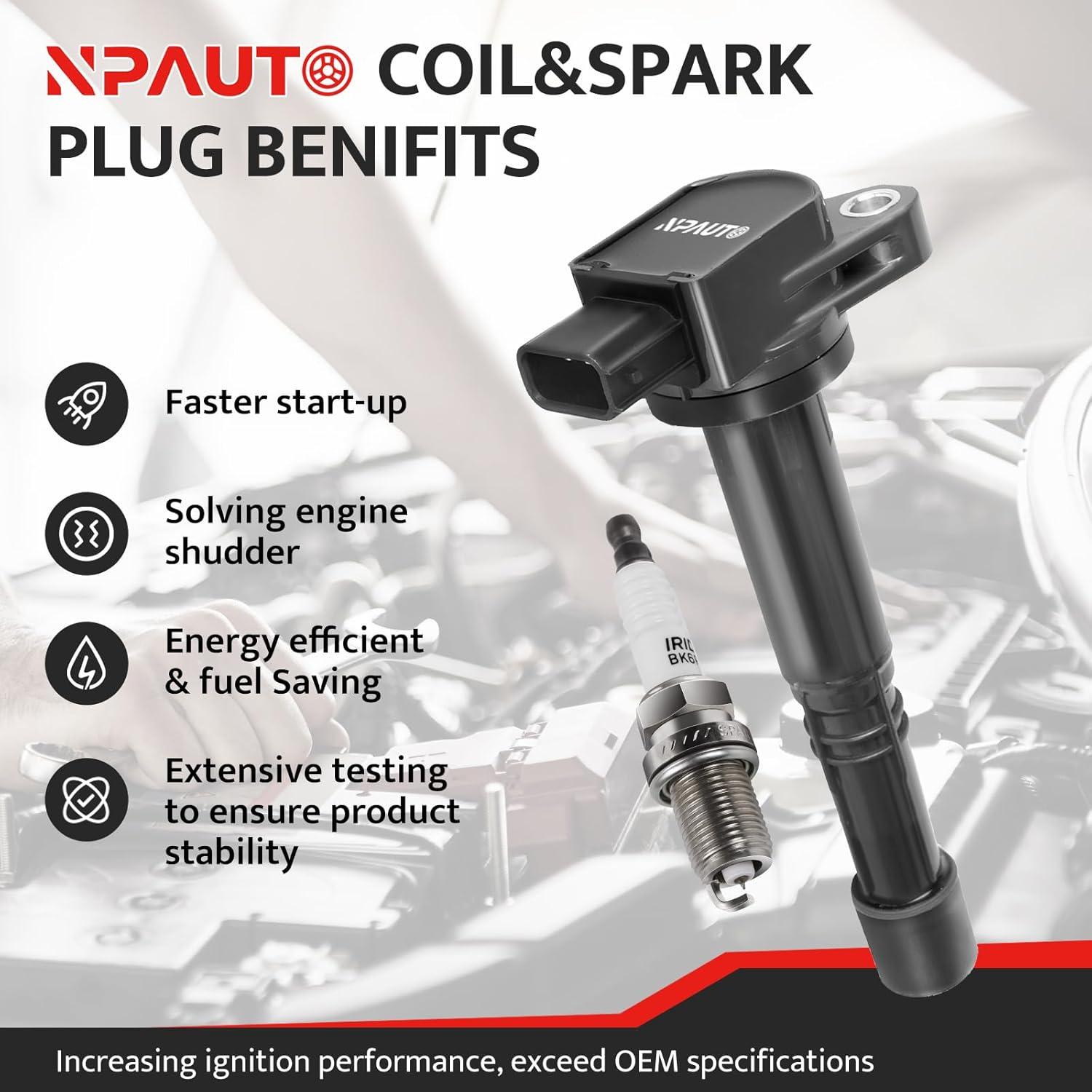 Paquete de bobinas de encendido y bujías NPAUTO UF-311 para Honda y Acura