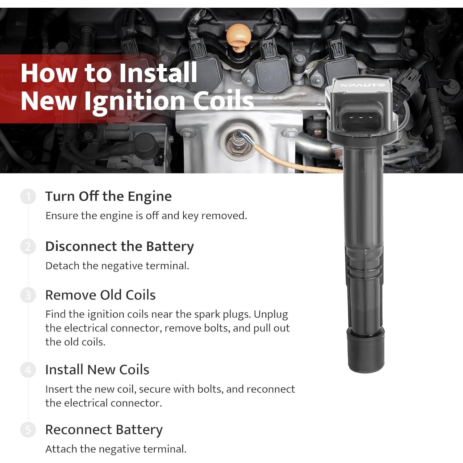 Paquete de bobinas de encendido y bujías NPAUTO UF-311 para Honda y Acura