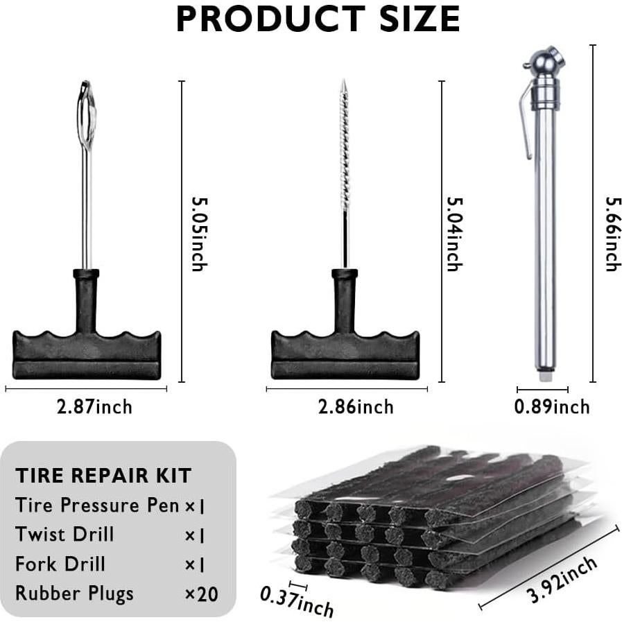 Kit de Reparación de Neumáticos YGDMD con 20 Tapones y Herramientas