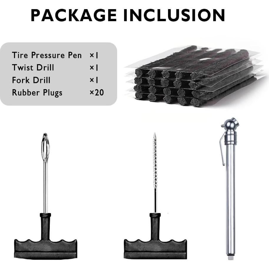 Kit de Reparación de Neumáticos YGDMD con 20 Tapones y Herramientas