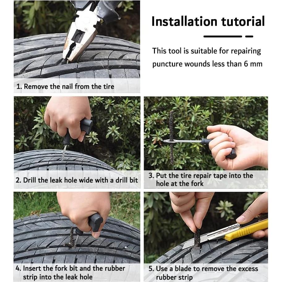 Kit de Reparación de Neumáticos YGDMD con 20 Tapones y Herramientas