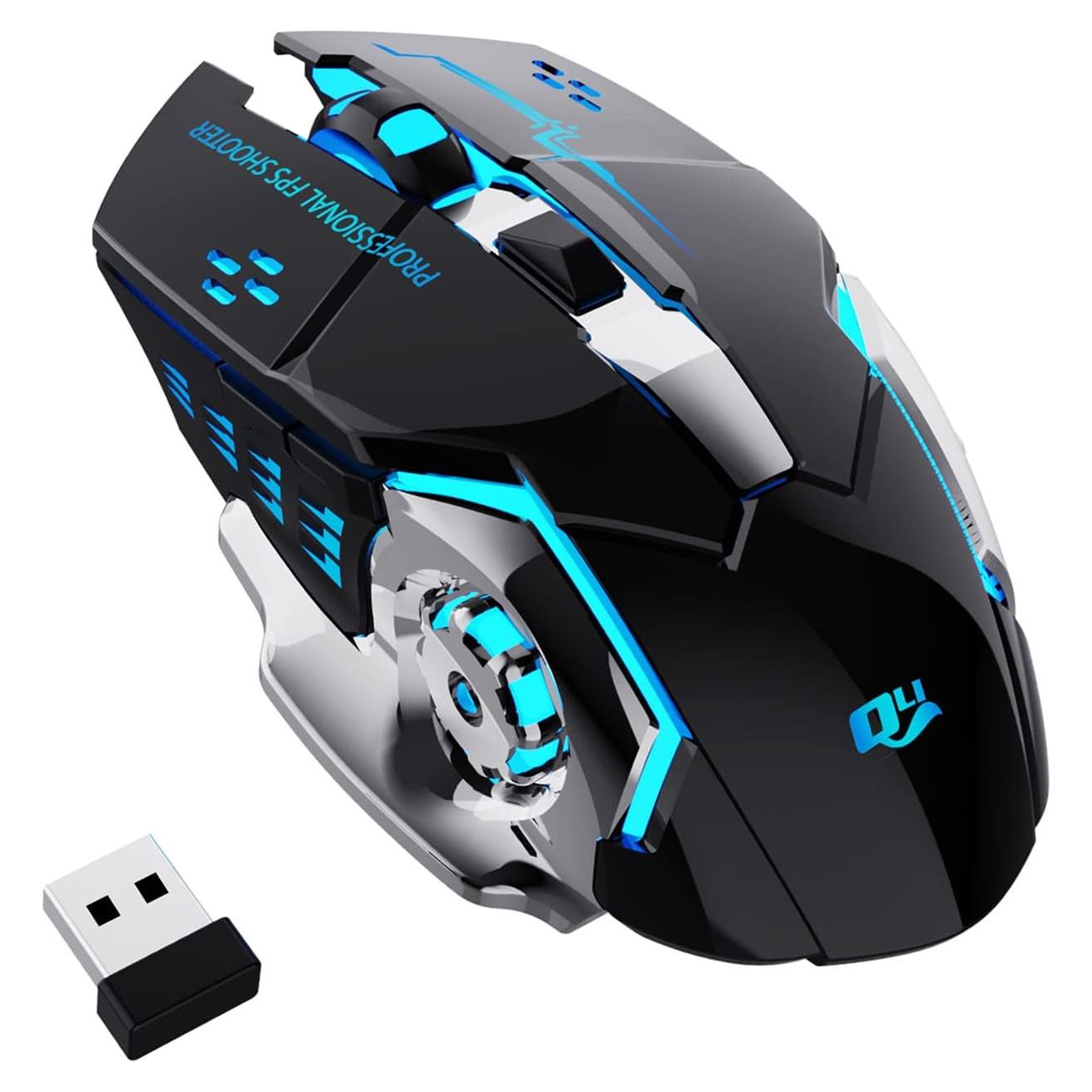 Ratón Gaming QELIROKY Inalámbrico 2.4G 3 DPI Silencioso