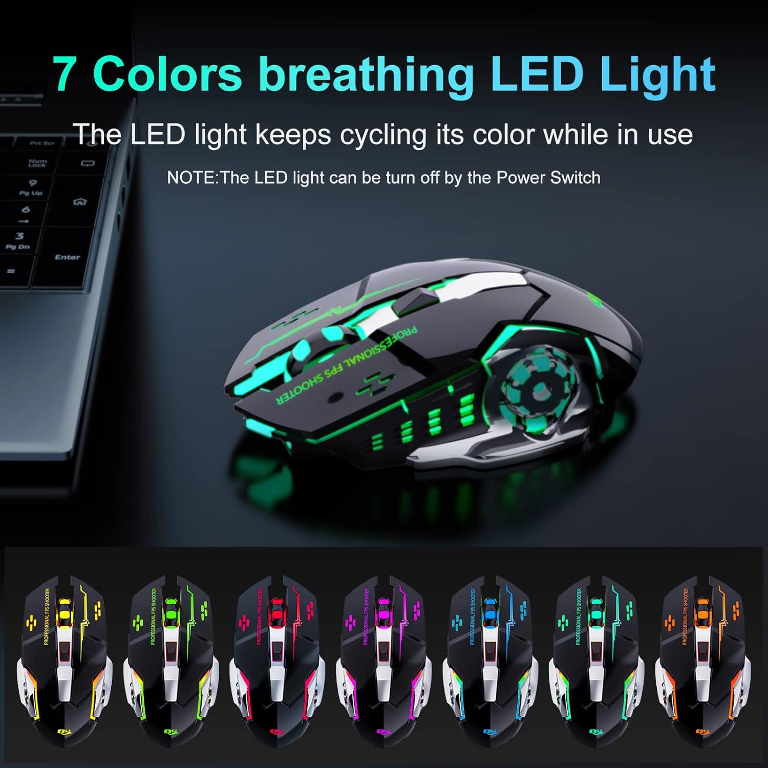 Ratón Gaming QELIROKY Inalámbrico 2.4G 3 DPI Silencioso