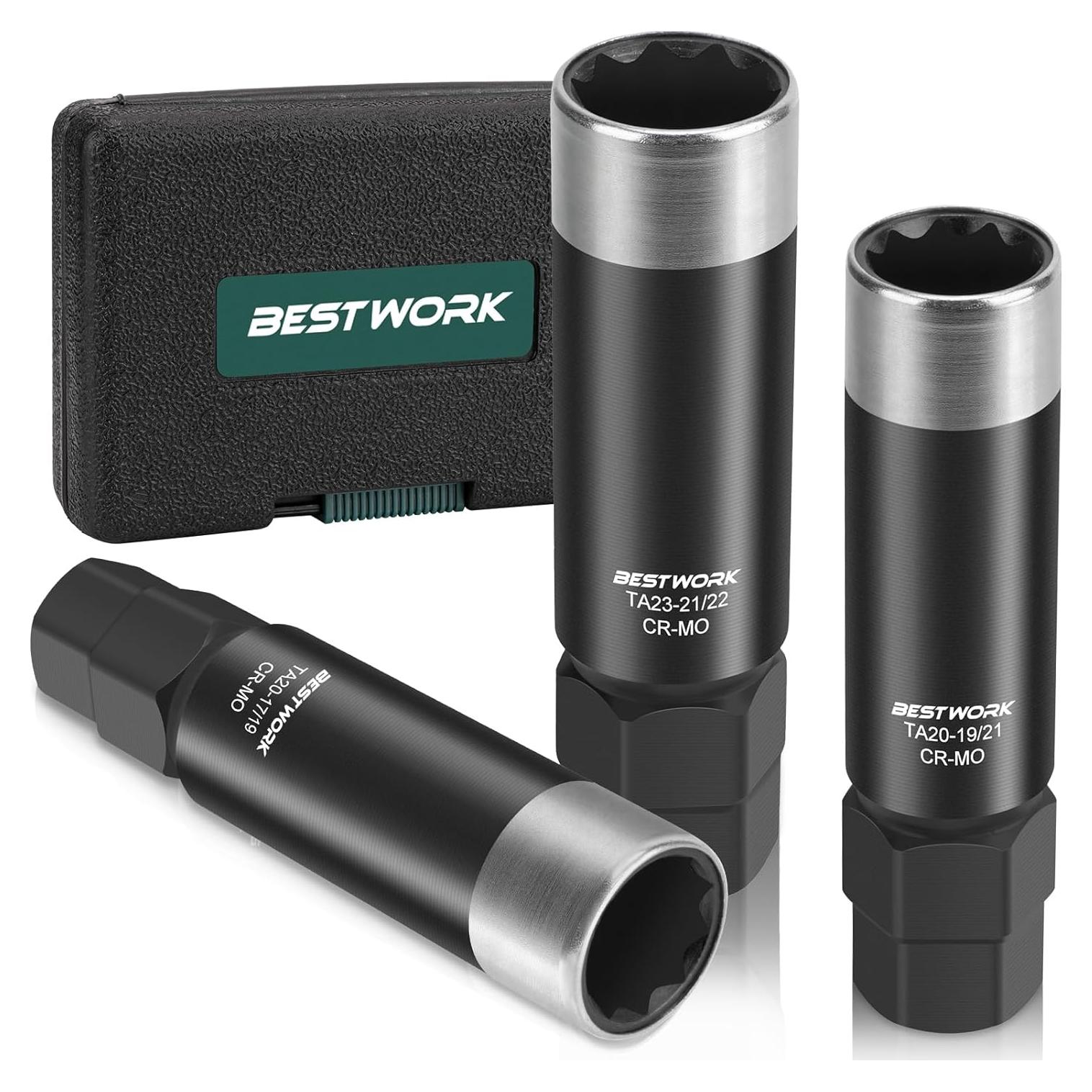 Juego de Llave para Tuercas 10 Puntas BESTWORK 3 Piezas Acero CR-MO