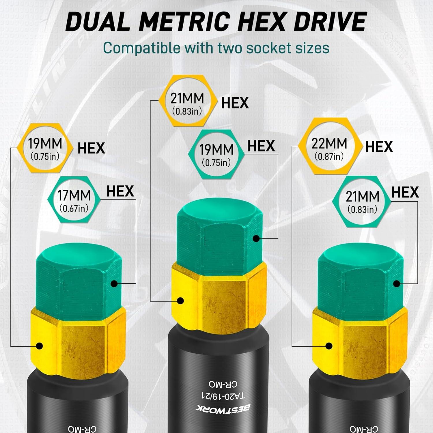 Juego de Llave para Tuercas 10 Puntas BESTWORK 3 Piezas Acero CR-MO
