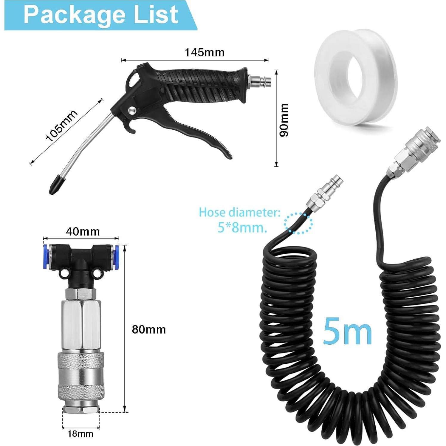 Kit de limpieza pistola de aire Fippy 5m para camiones