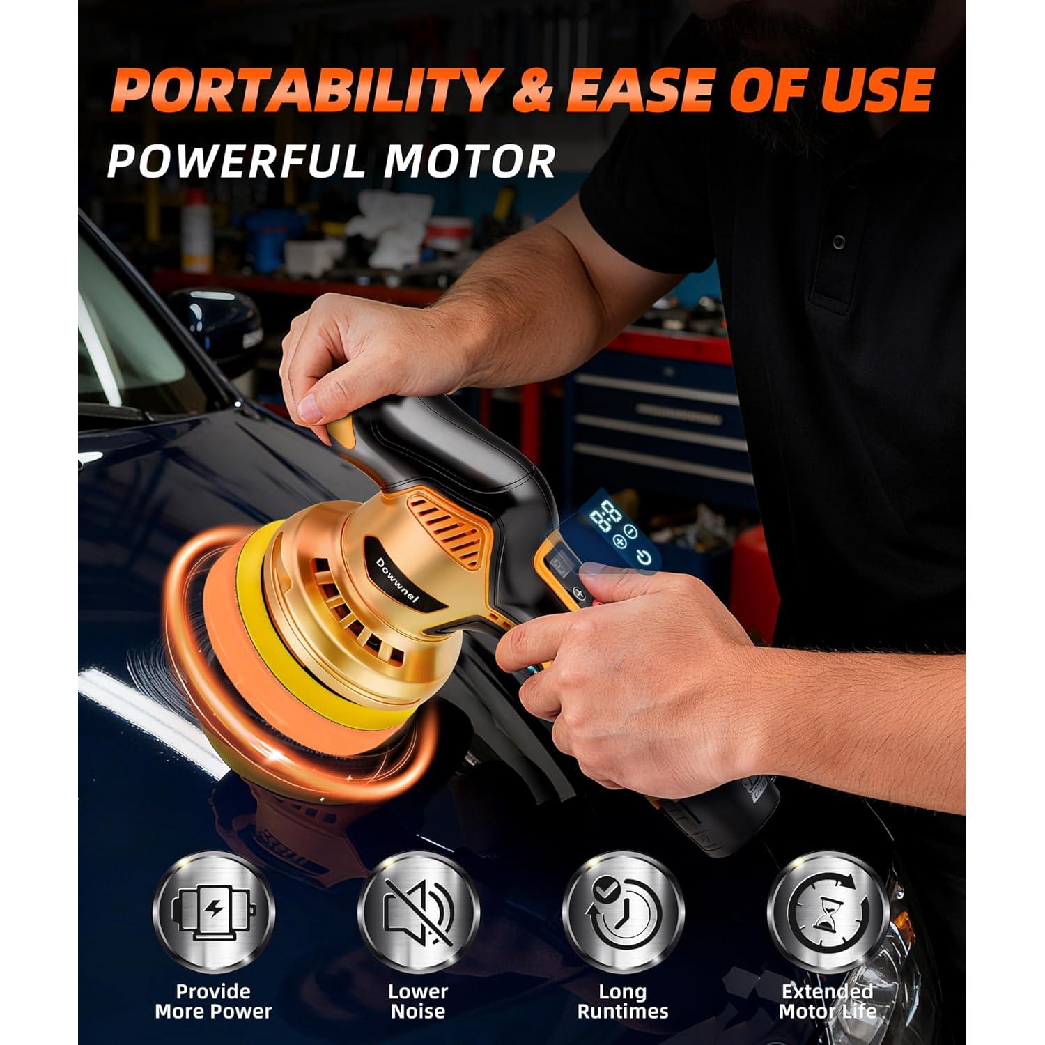 Pulidor de Coche Dowwnel 2026, 1200W, 8 Velocidades, Inalámbrico