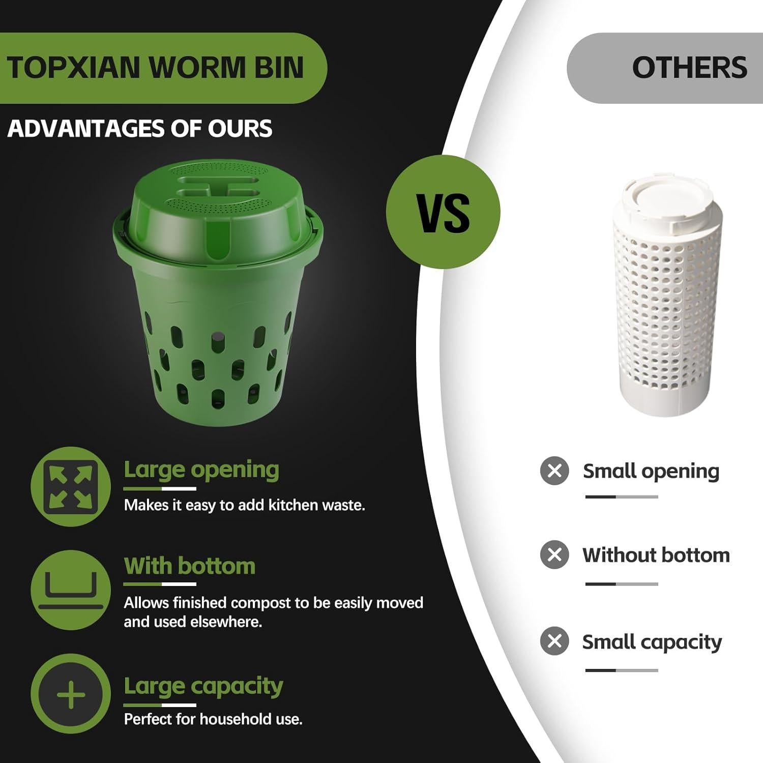 Compostador de Gusanos Inground TOP XIAN 2-Pack 8L Verde